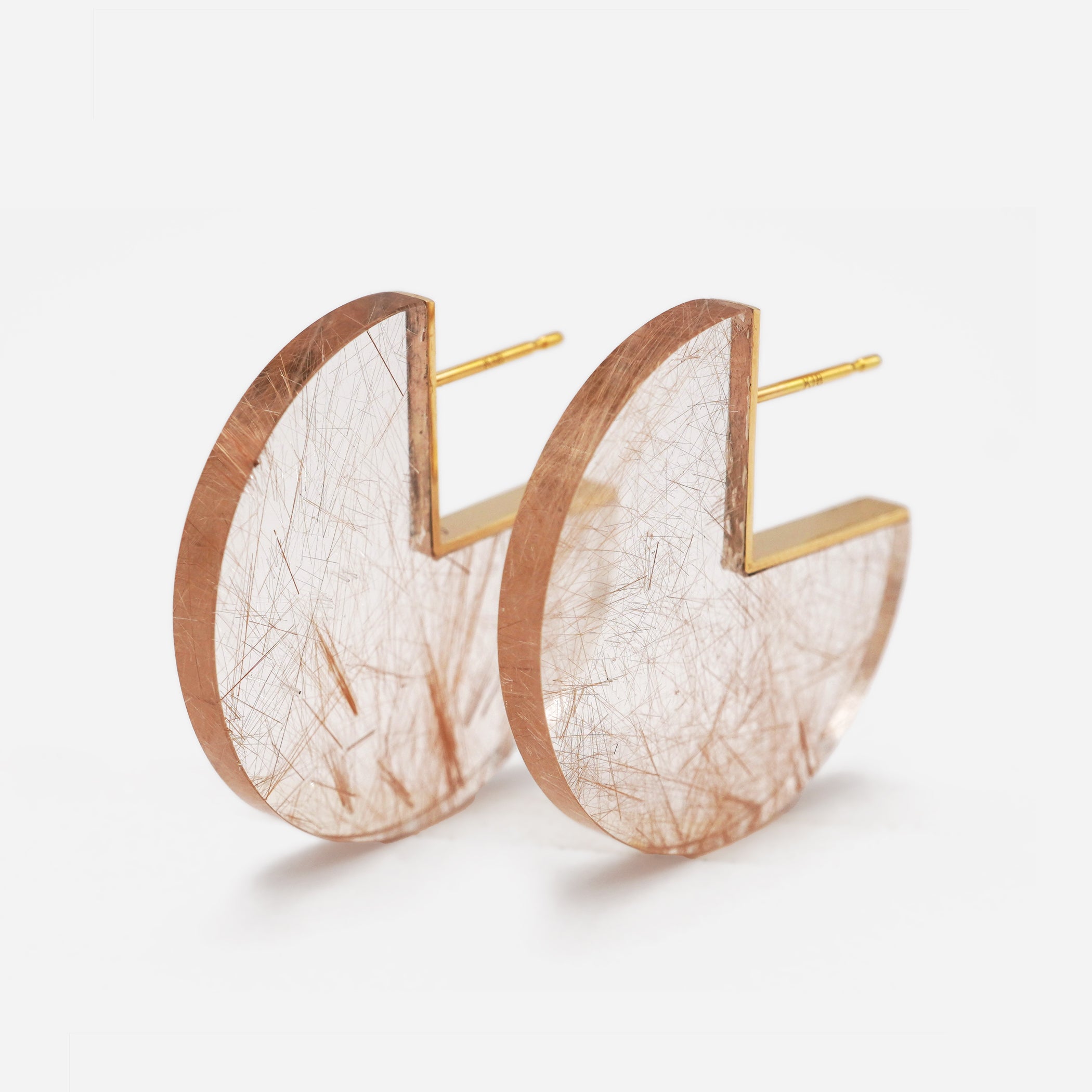 SLICE EARRINGS PAIR RUTILELATED QUARTZ #2143