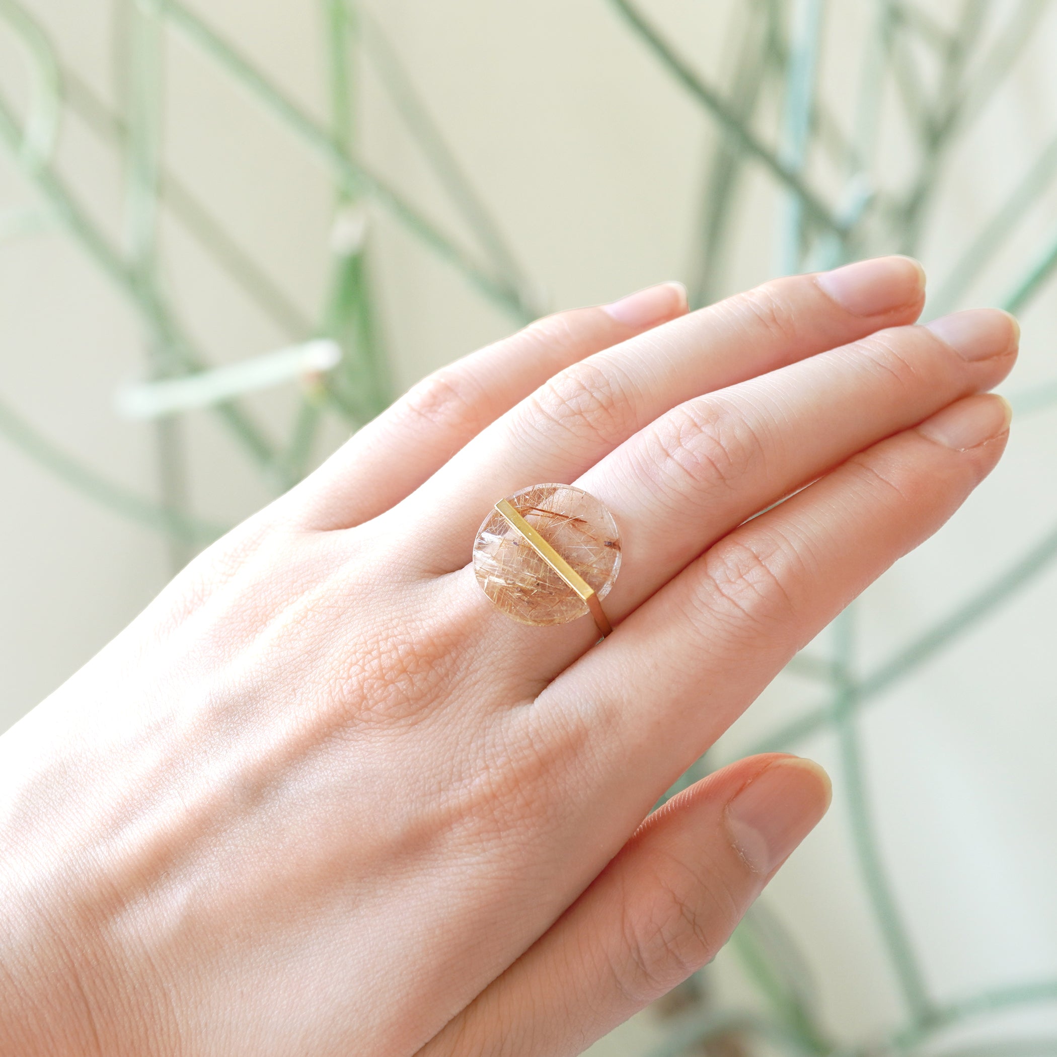 SLICE RING RUTILATED QUARTZ #2554