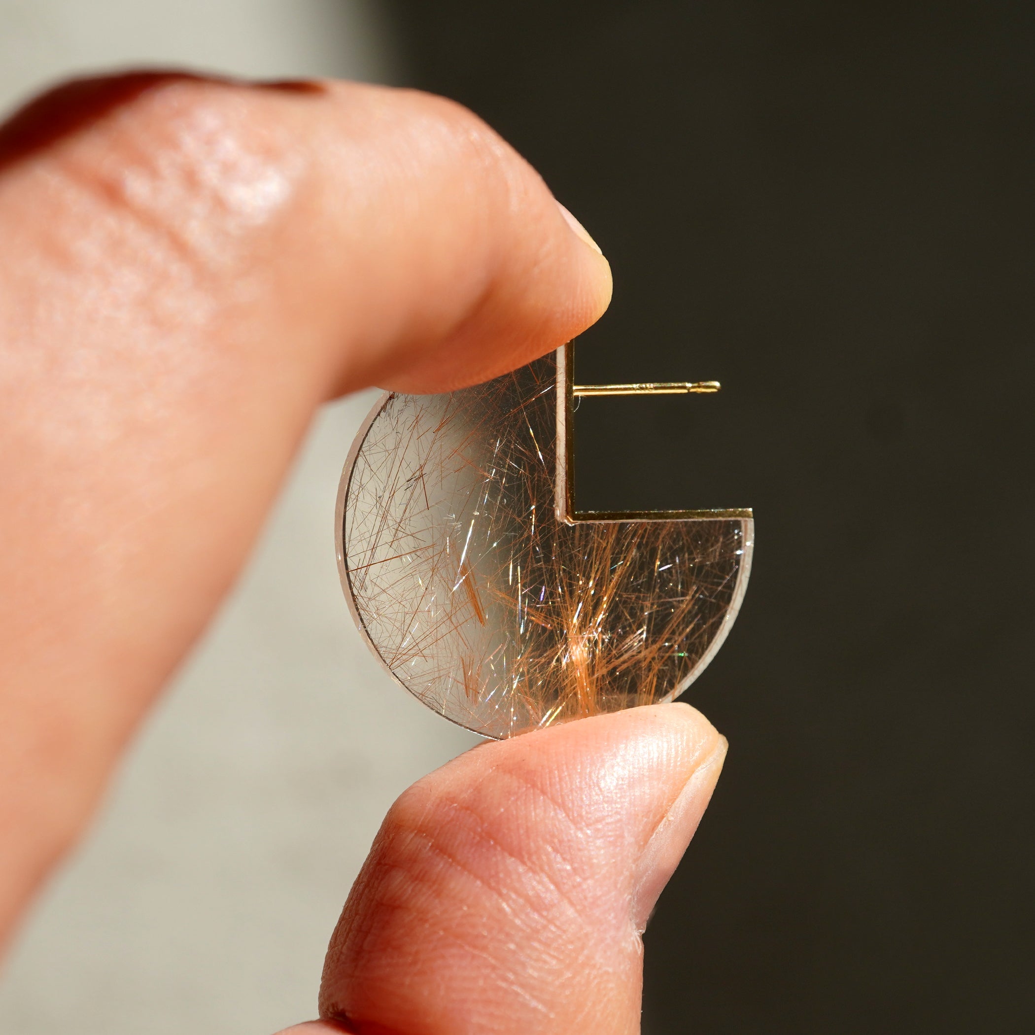 SLICE EARRINGS PAIR RUTILELATED QUARTZ #2143