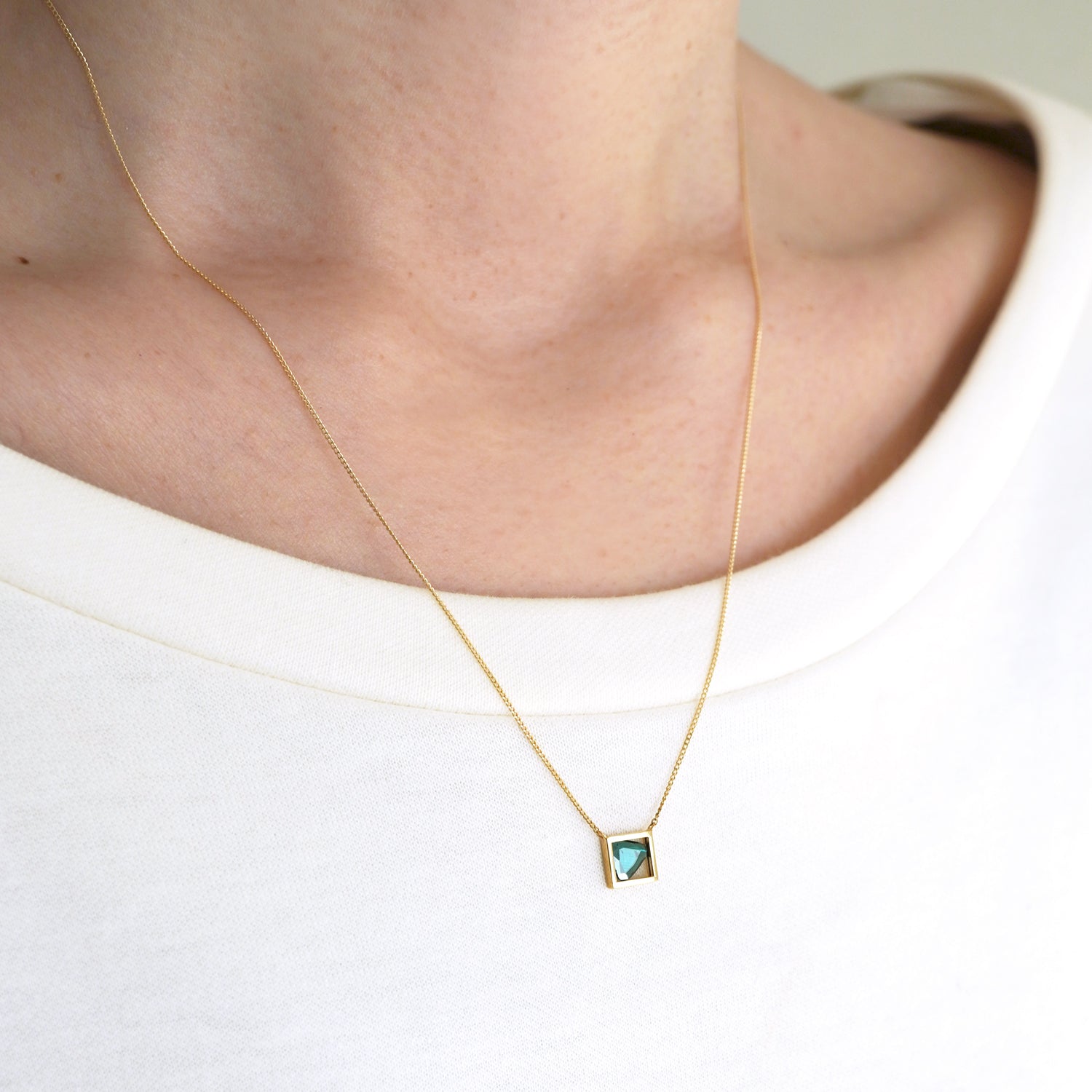 FRAME DIAMOND NECKLACE BLUE #2765