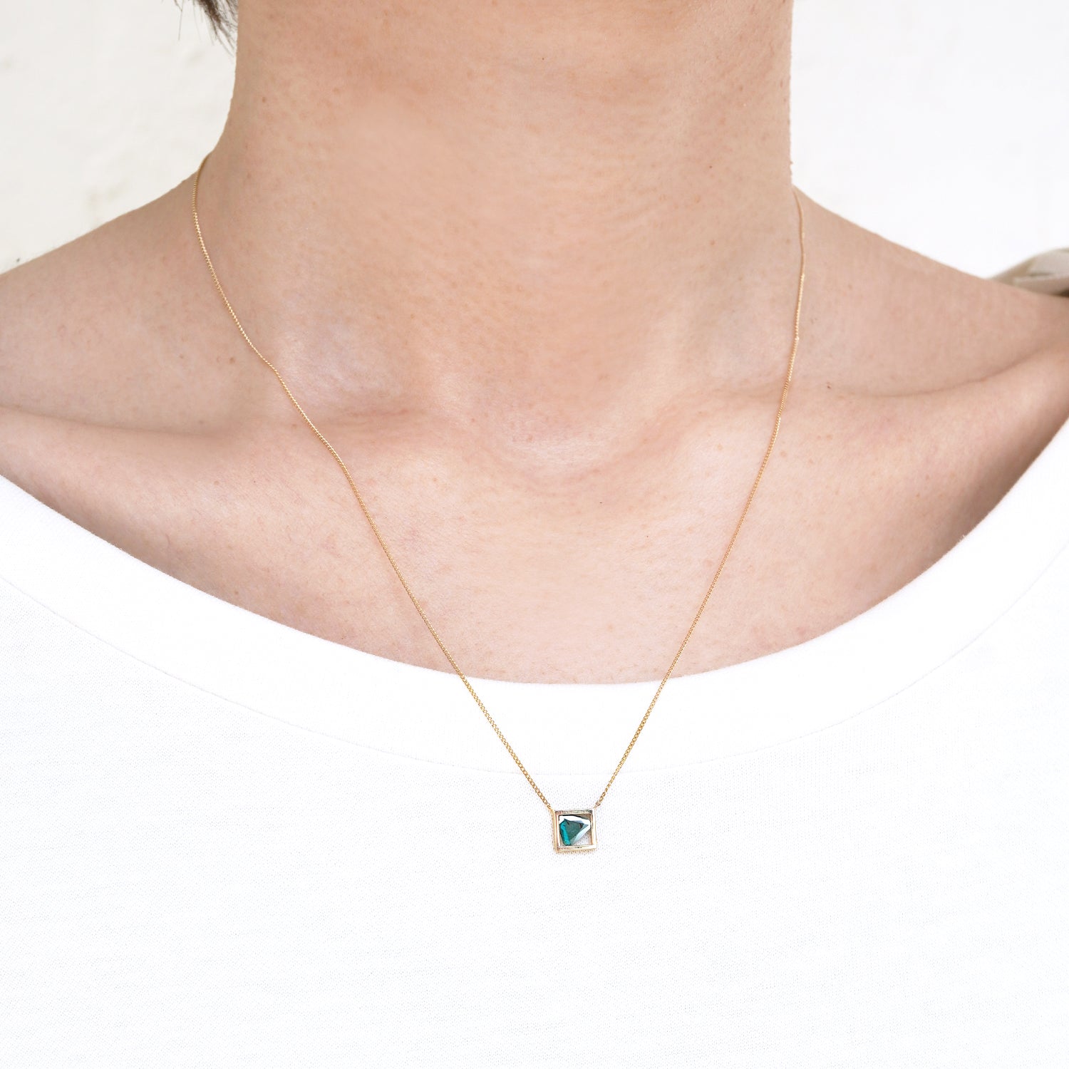 FRAME DIAMOND NECKLACE BLUE #2765