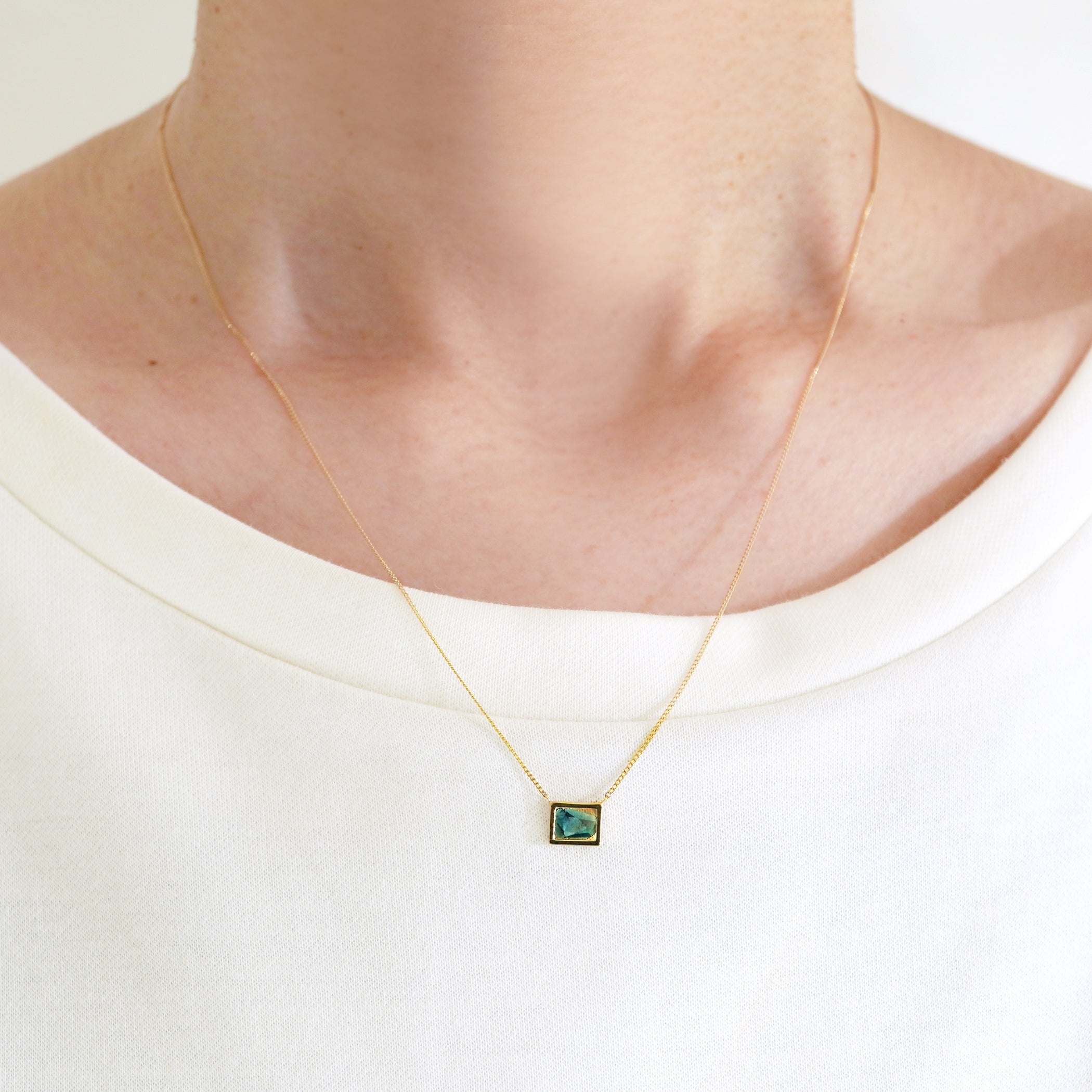 FRAME DIAMOND NECKLACE BLUE #2763