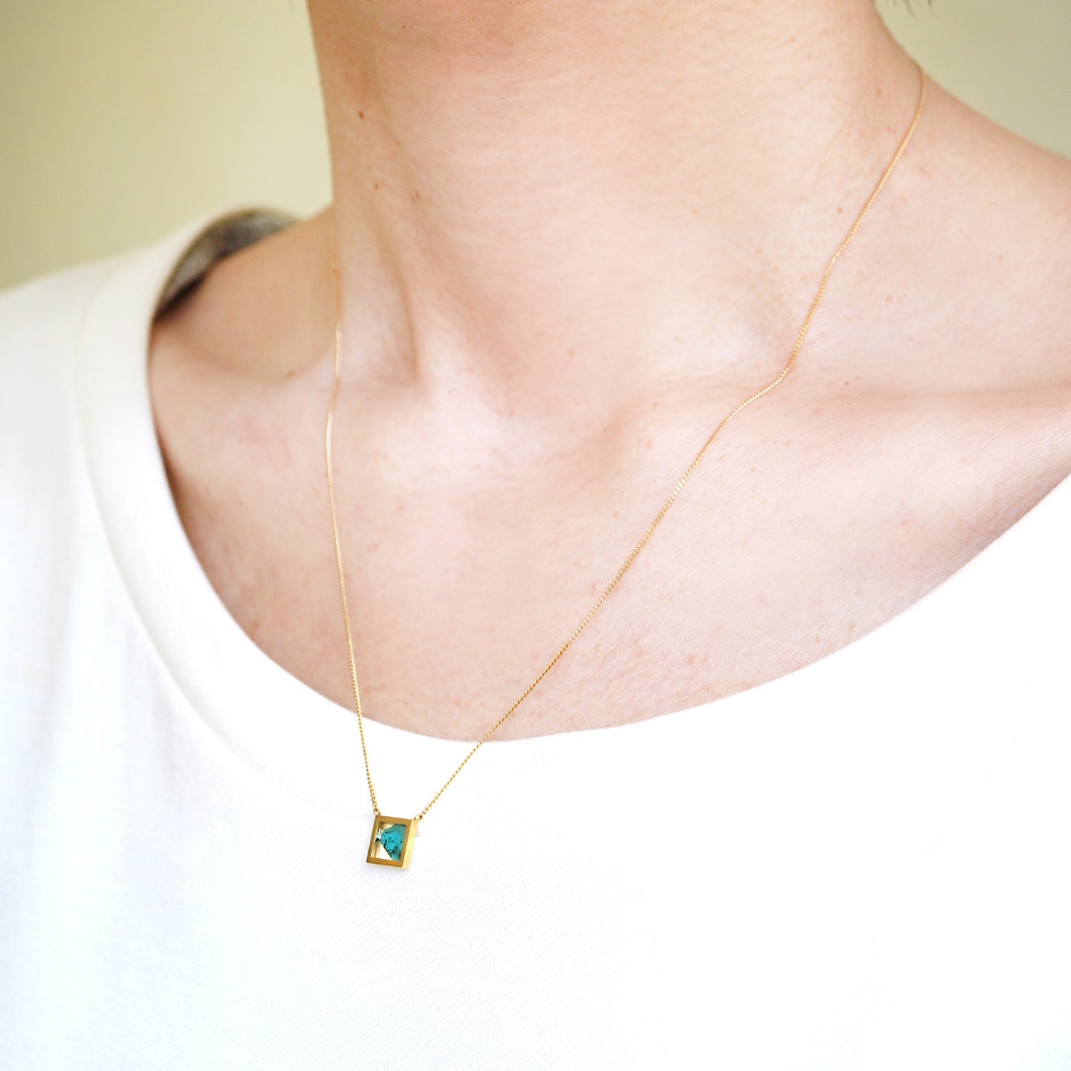 FRAME DIAMOND NECKLACE BLUE #2802