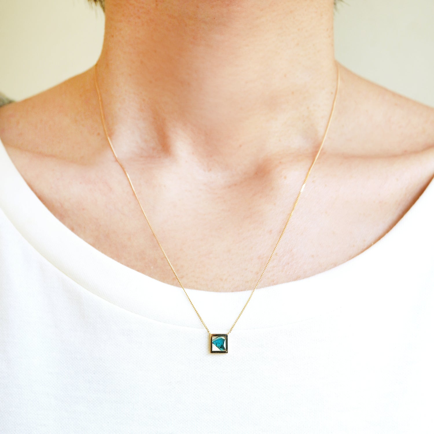 FRAME DIAMOND NECKLACE BLUE #2802