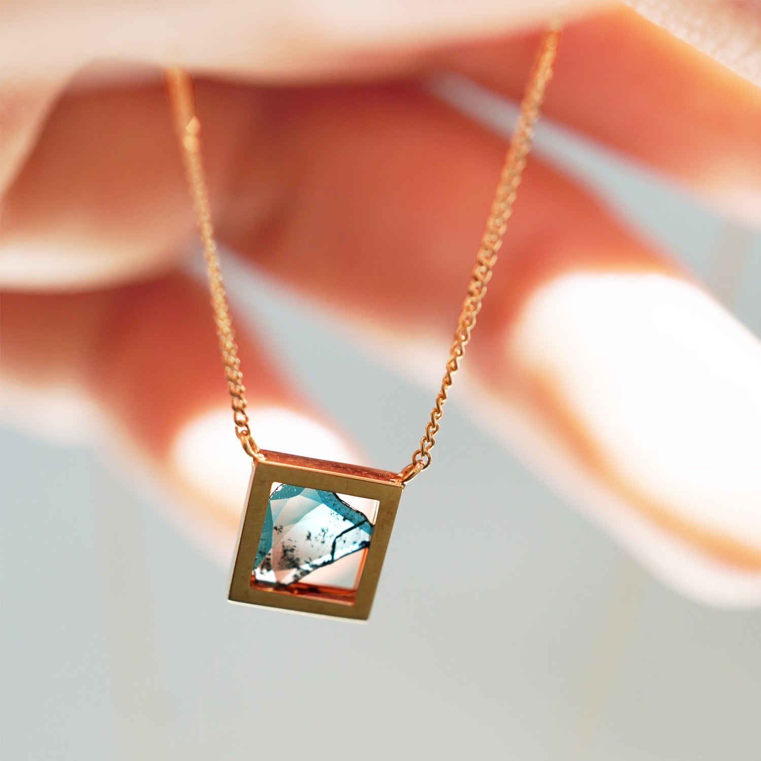 FRAME DIAMOND NECKLACE BLUE #2802