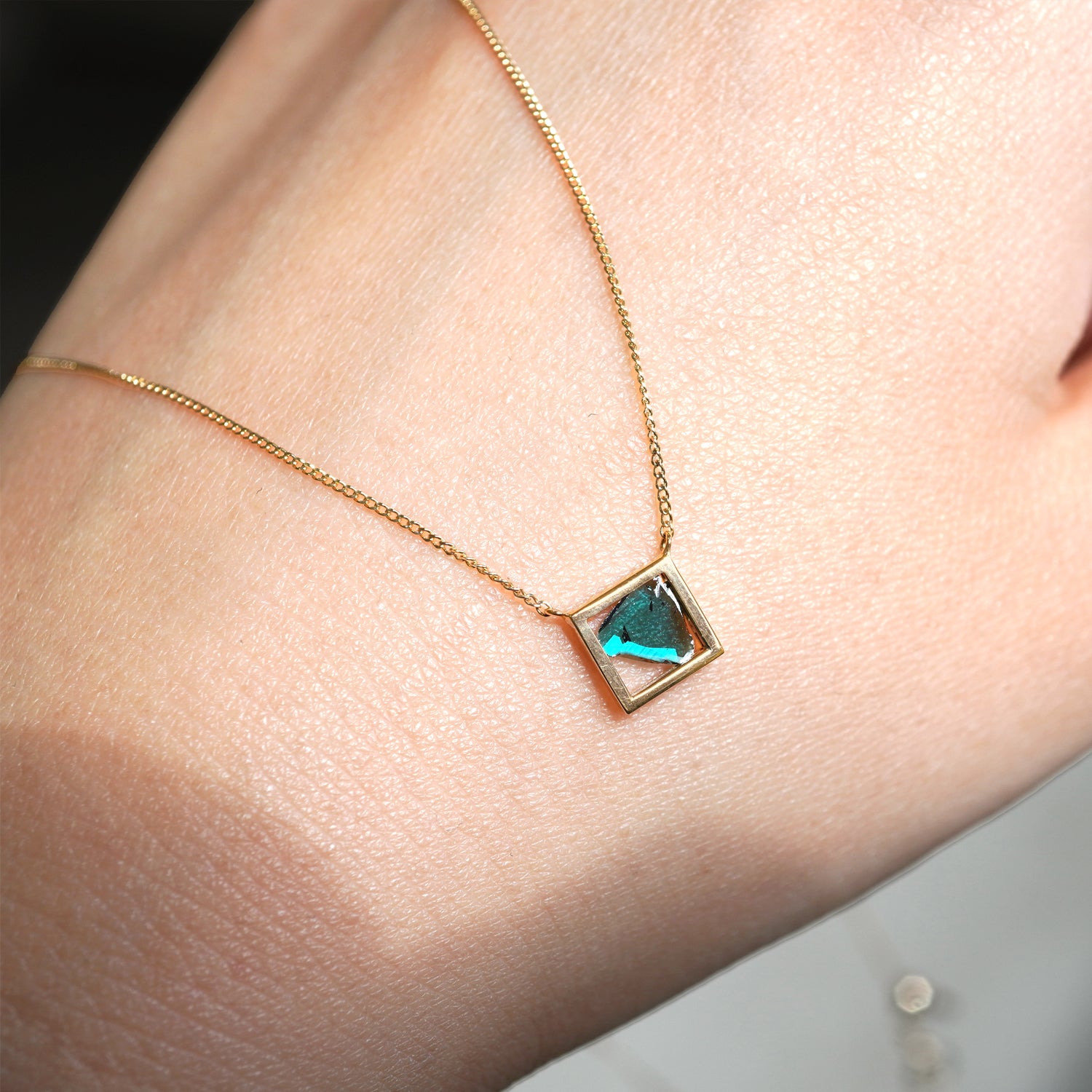 FRAME DIAMOND NECKLACE BLUE #2765