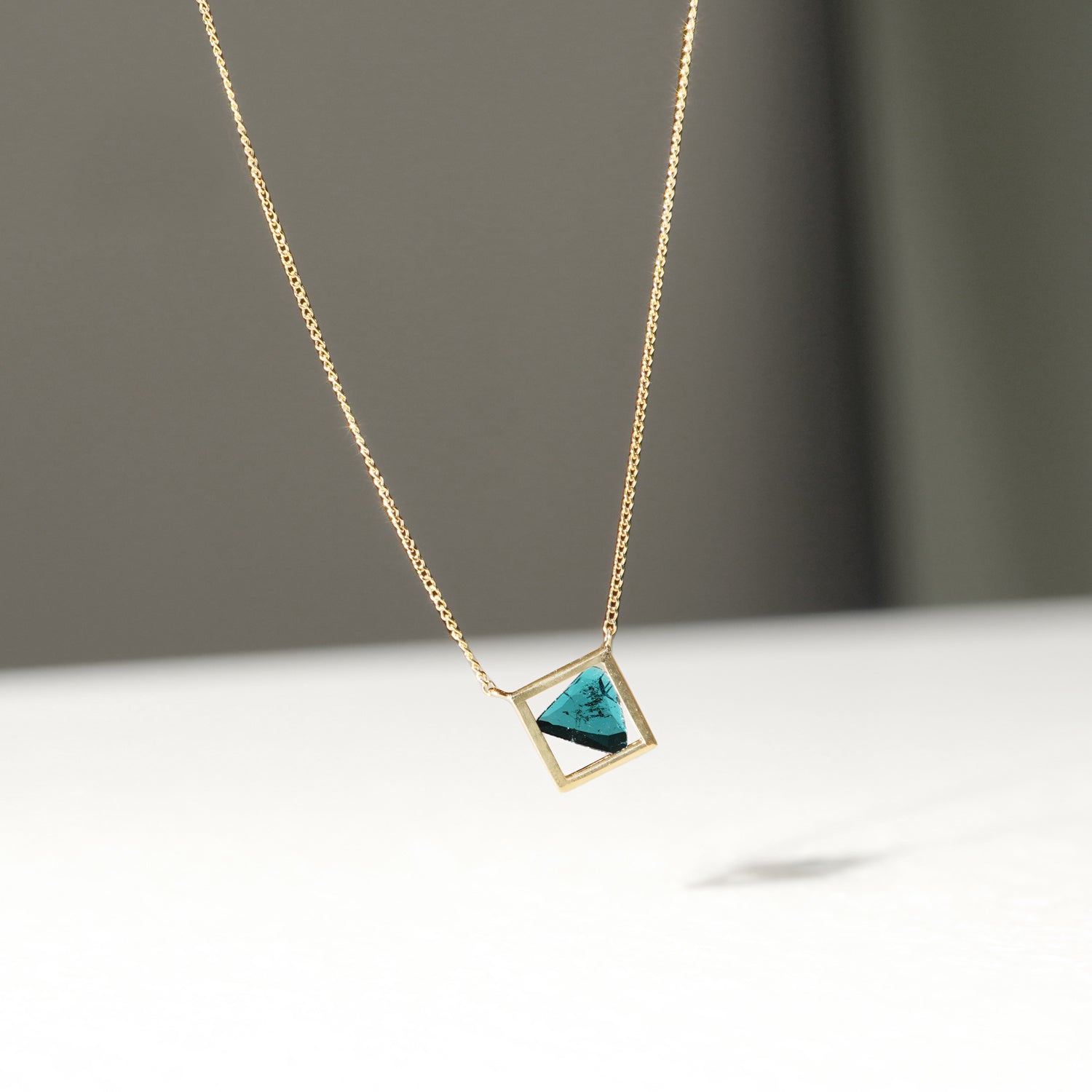 FRAME DIAMOND NECKLACE BLUE #2764