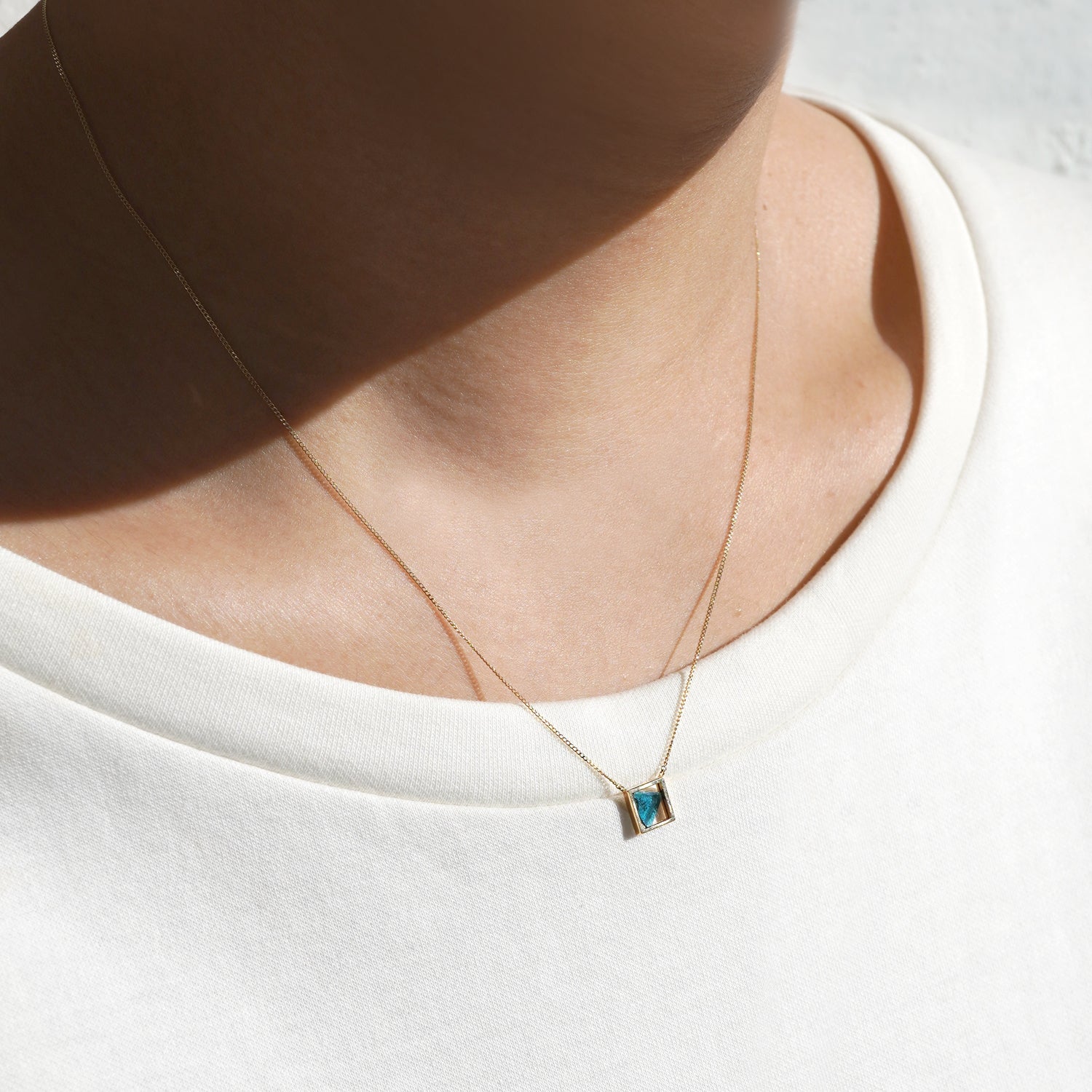 FRAME DIAMOND NECKLACE BLUE #2764