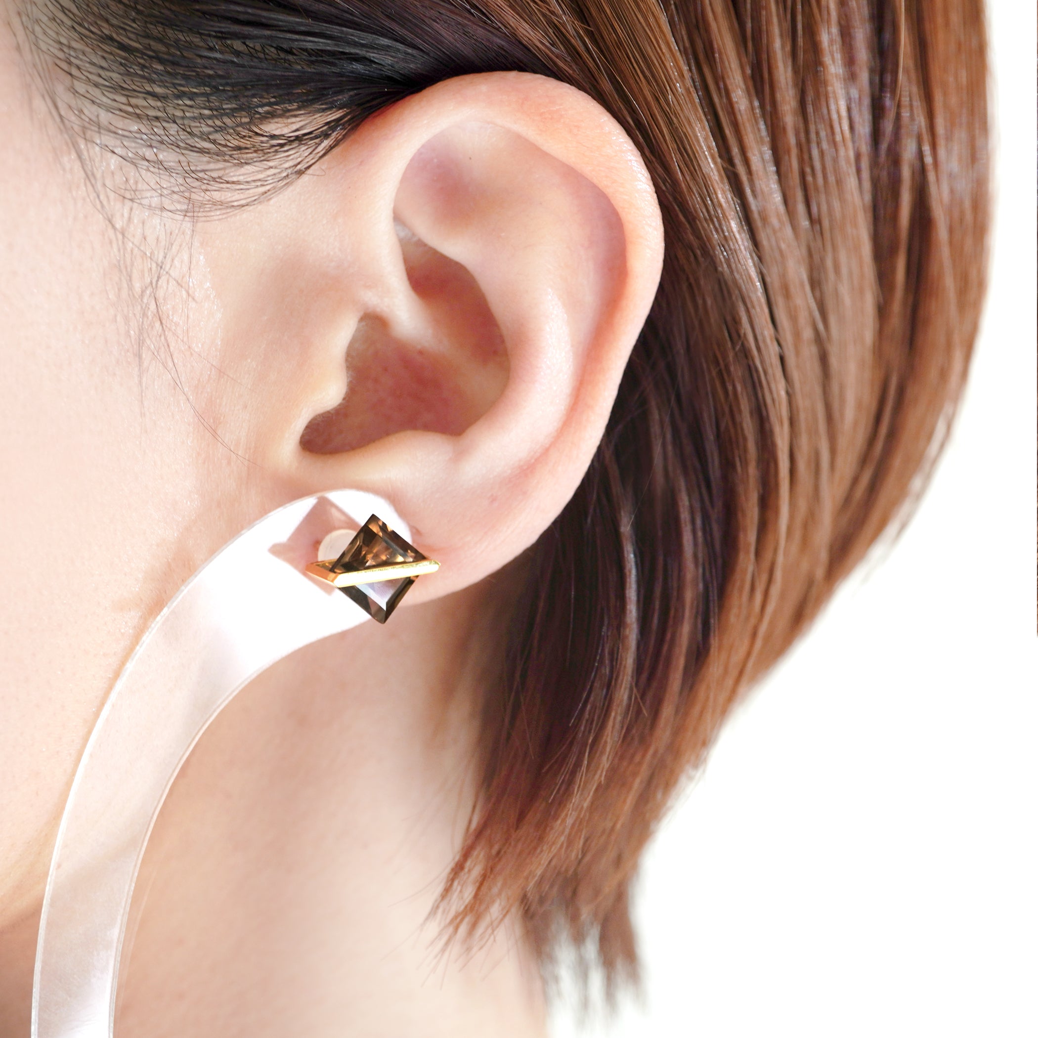 BAND EARRING SMOKY QUARTZ #3603