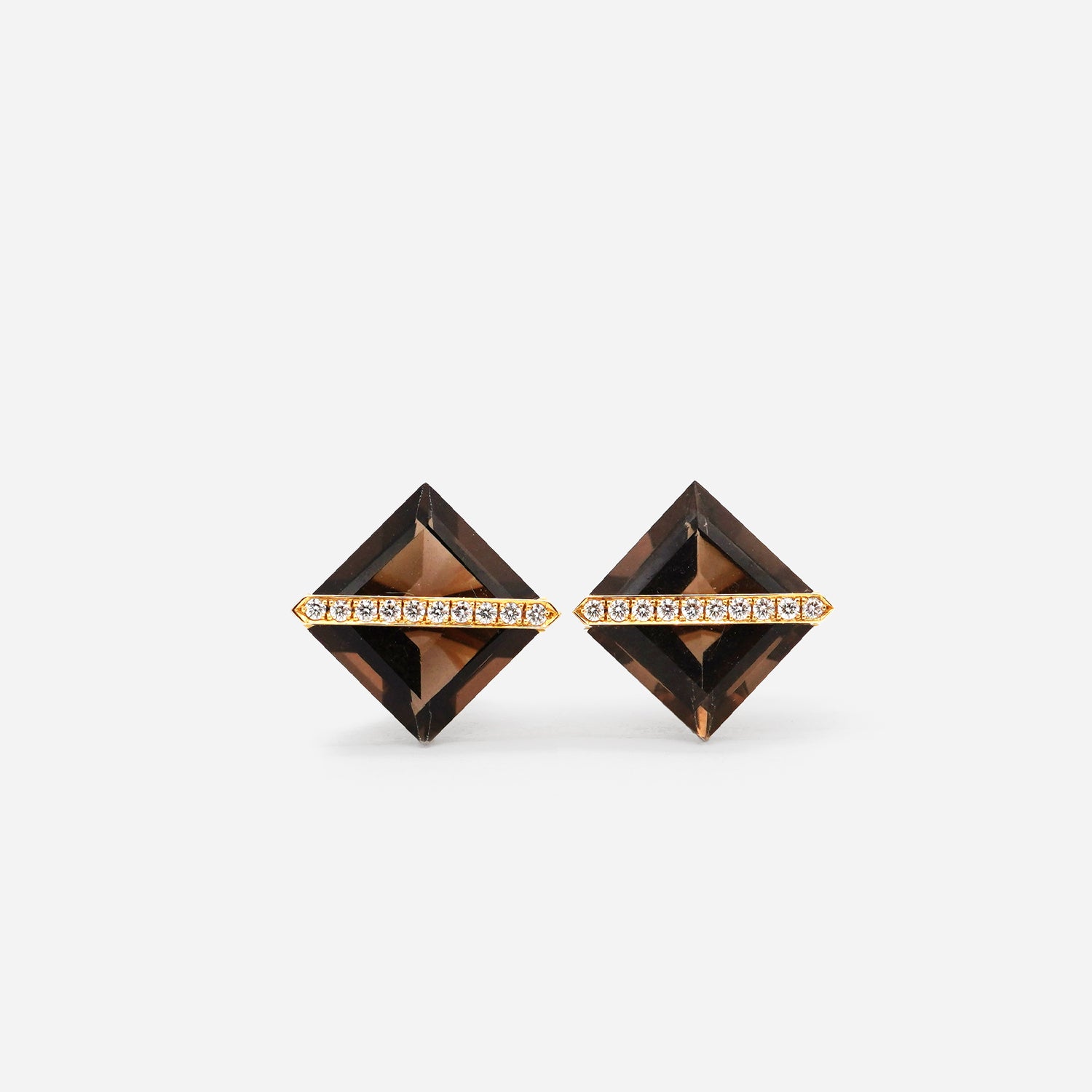 BAND EARRING SMOKY QUARTZ+DIAMOND#2625