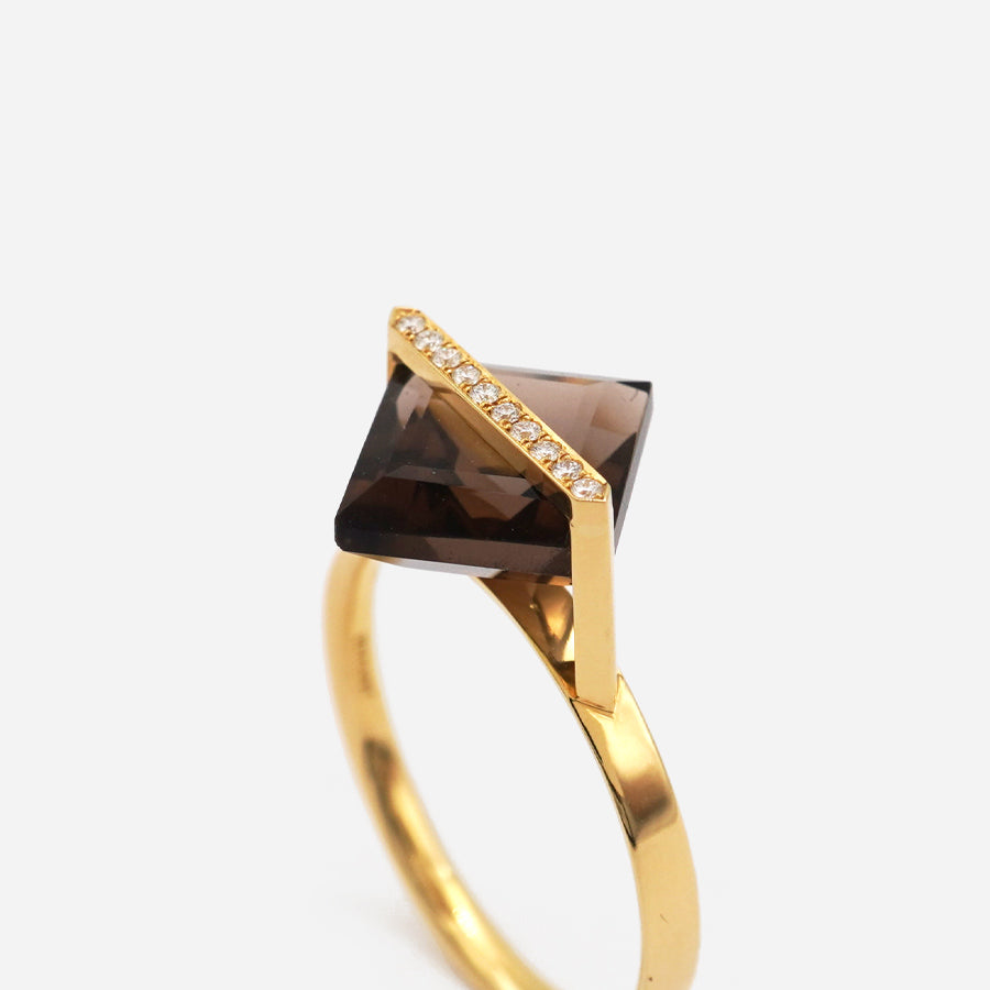 BAND RING SMOKY QUARTZ+DIAMOND#2626