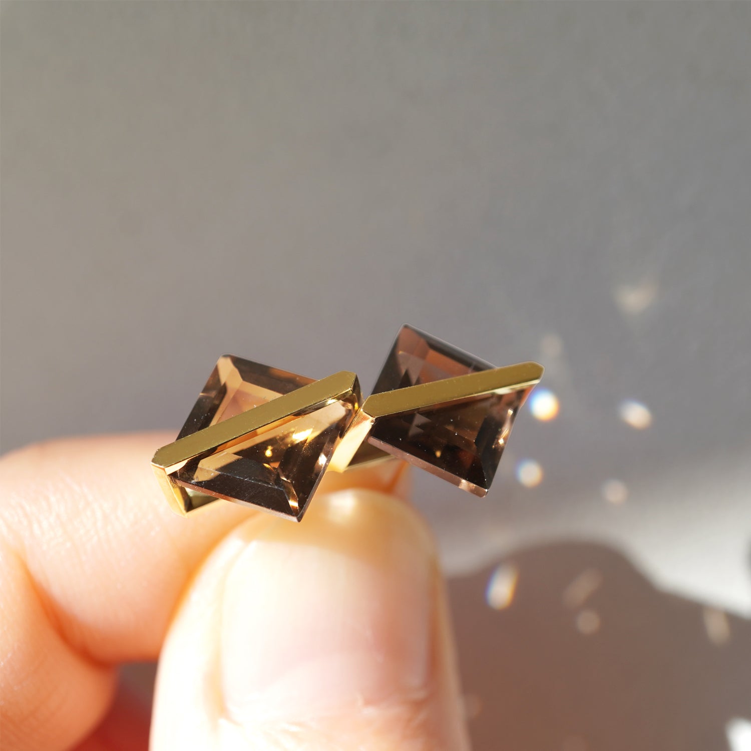 BAND EARRING SMOKY QUARTZ #3603