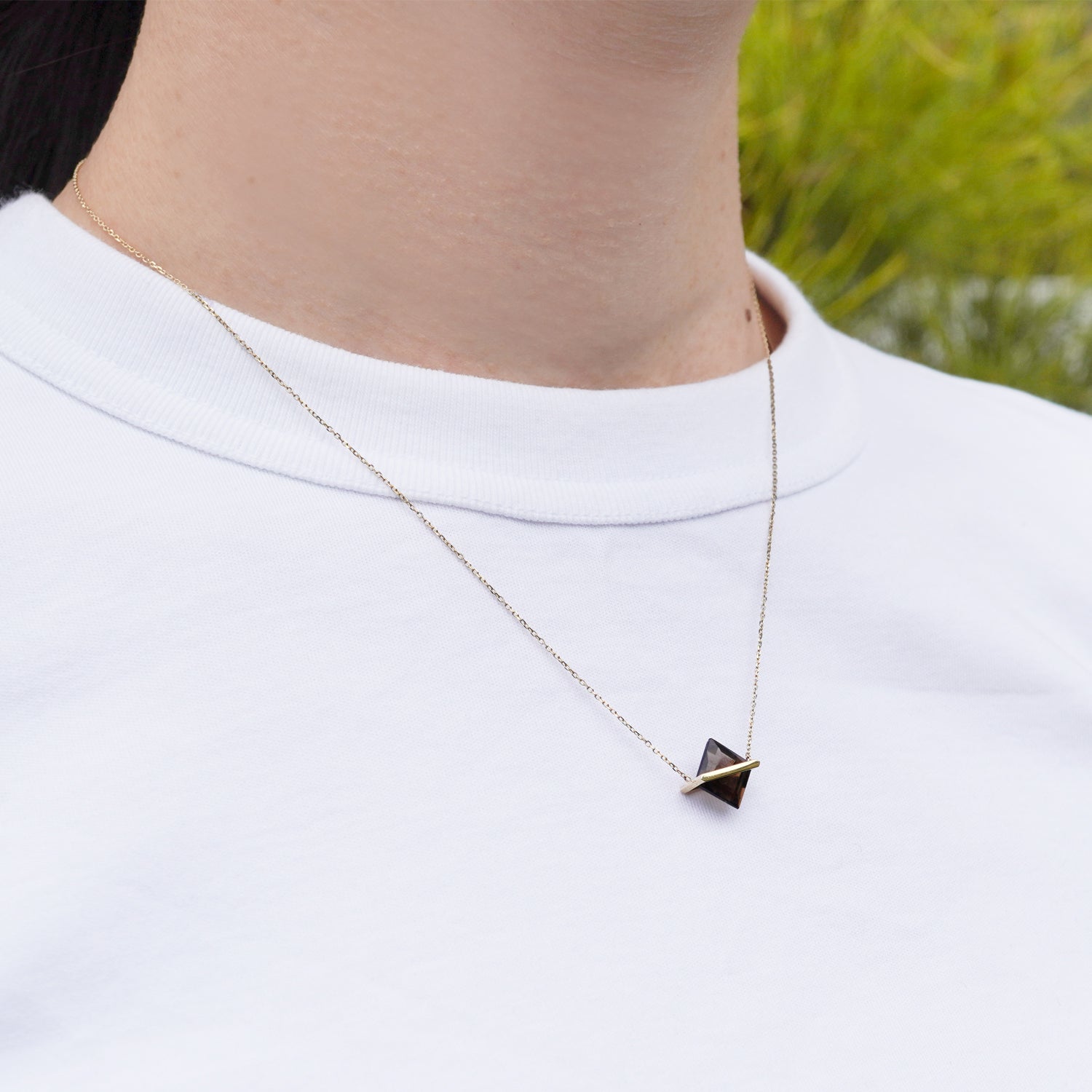 BAND NECKLACE SMOKY QUARTZ #2499