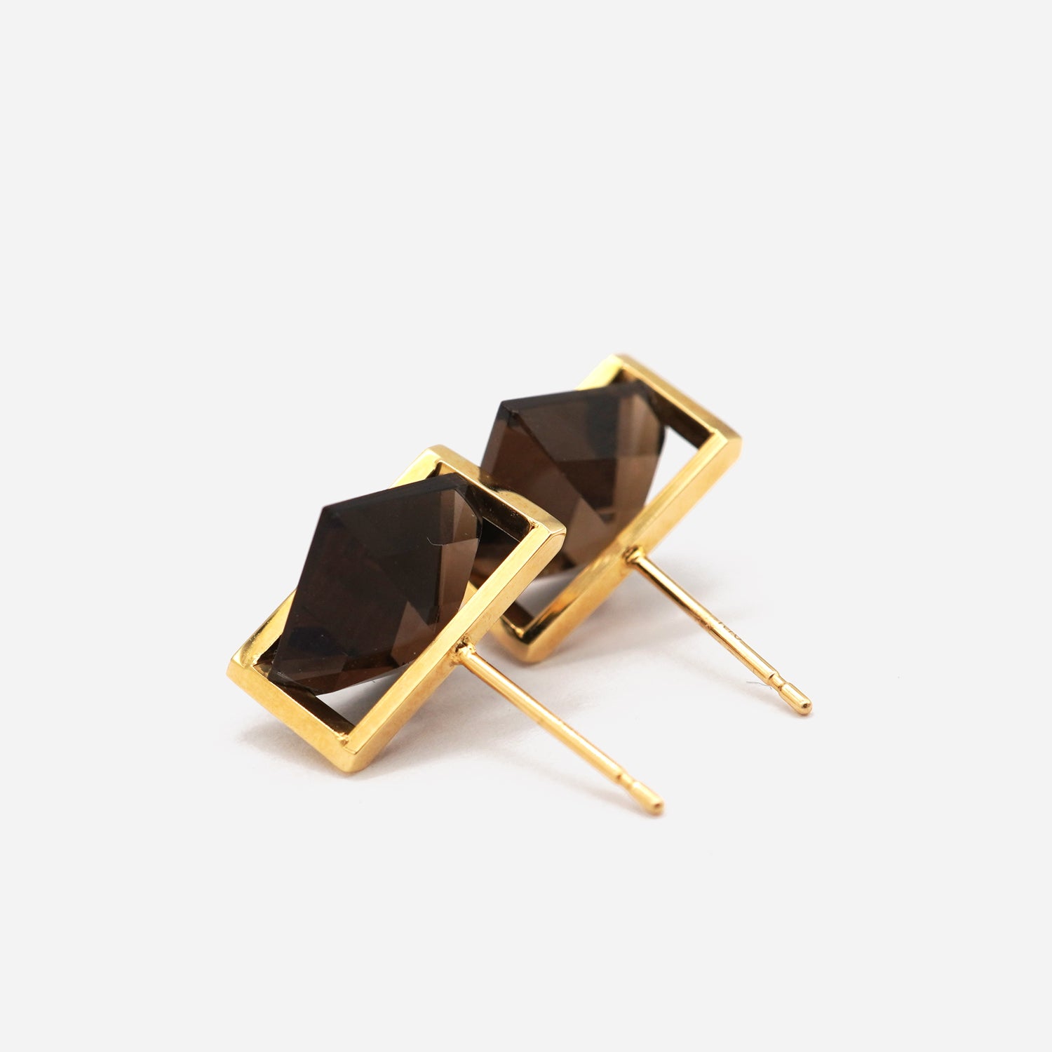 BAND EARRING SMOKY QUARTZ+DIAMOND#2625