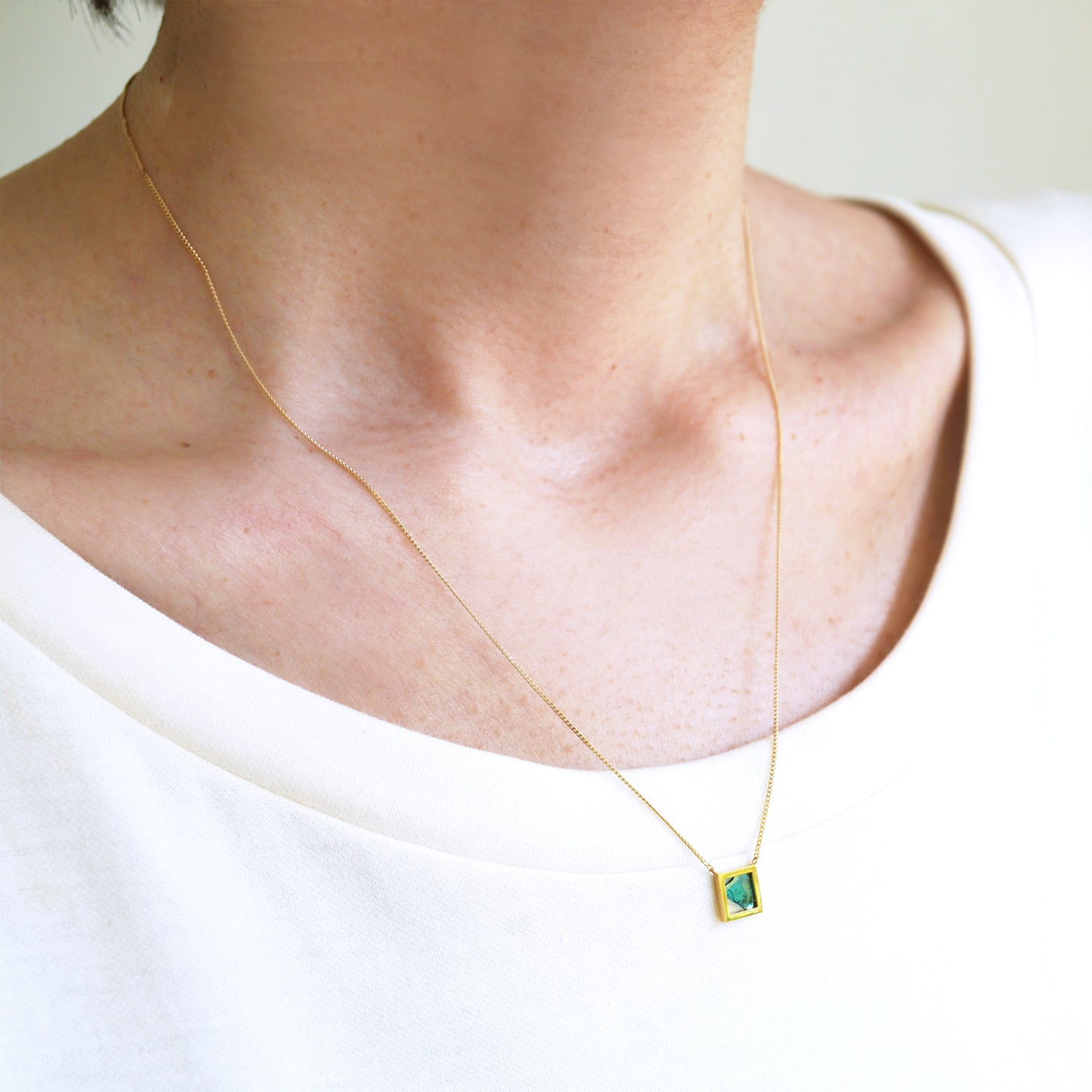 FRAME DIAMOND NECKLACE BLUE #2802