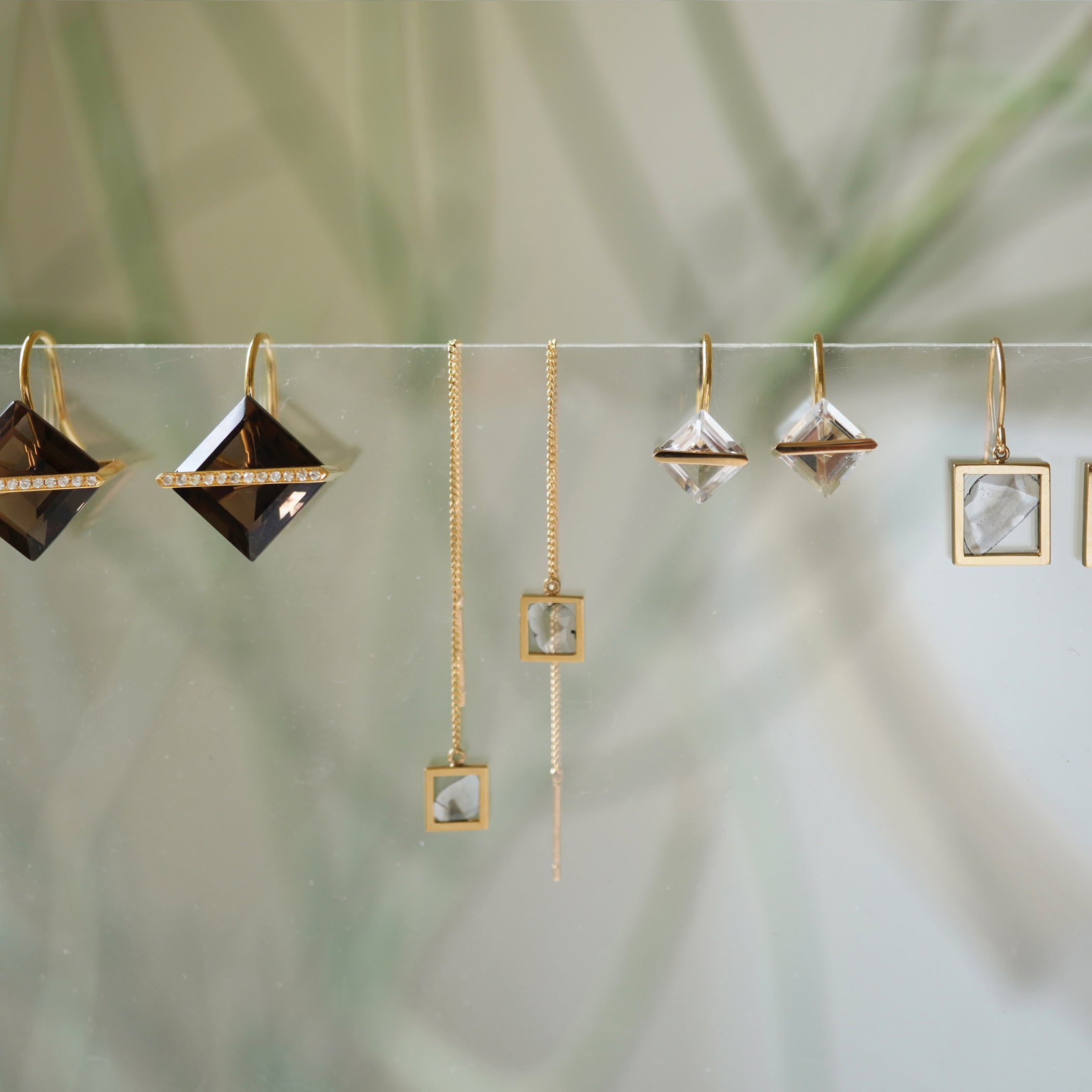BAND EARRINGS SMOKY QUARTZ ＋DIAMOND #3841