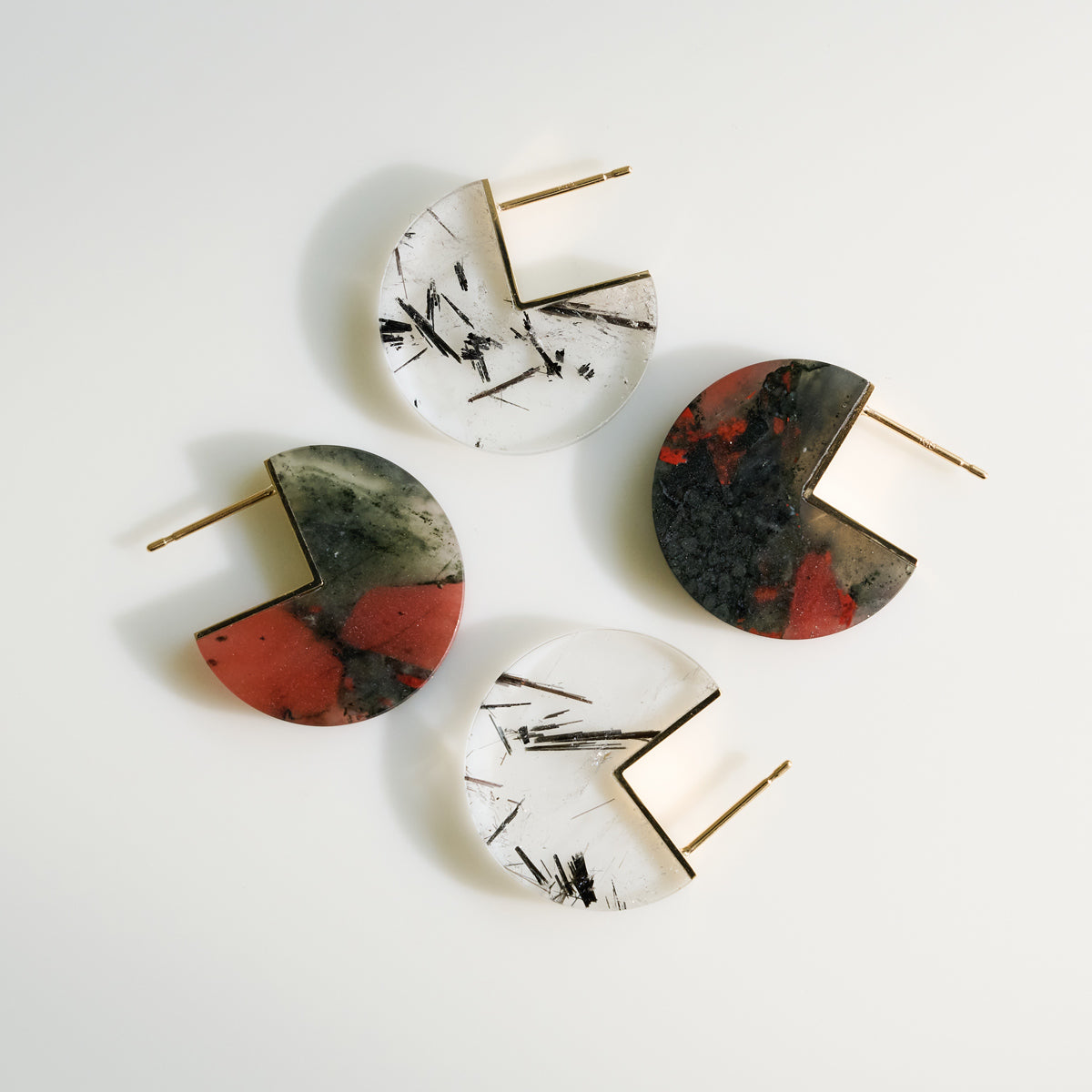 SLICE MINI EARRING SINGLE BLOOD STONE #4322