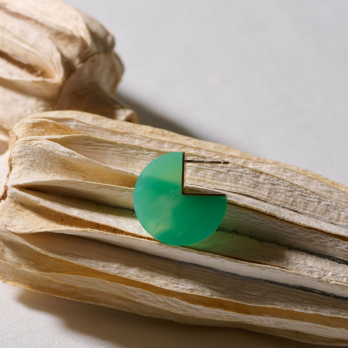 SLICE MINI EARRINGS SINGLE CHRYSOPRASE#4209
