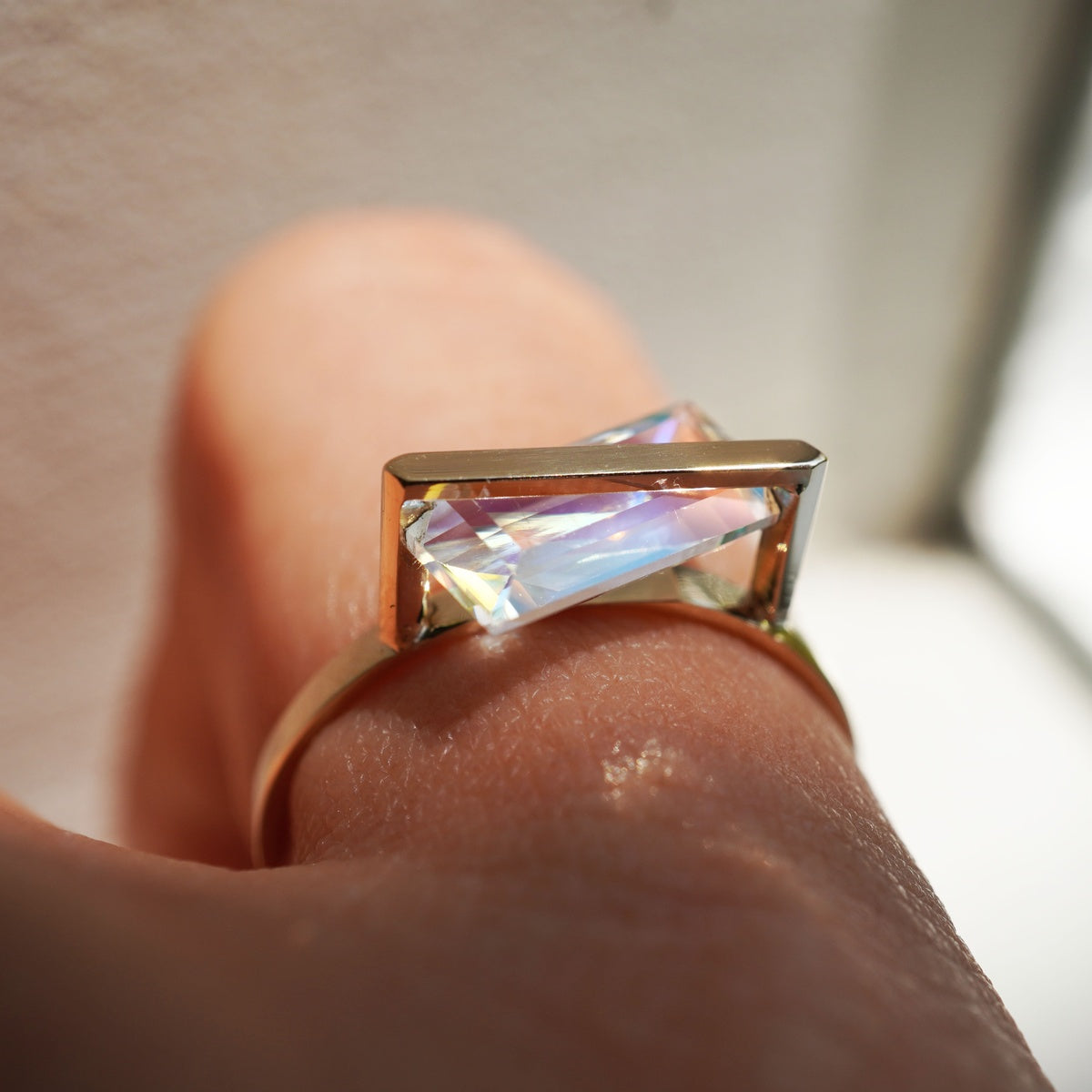 BAND RING RAINBOW MOONSTONE#4243