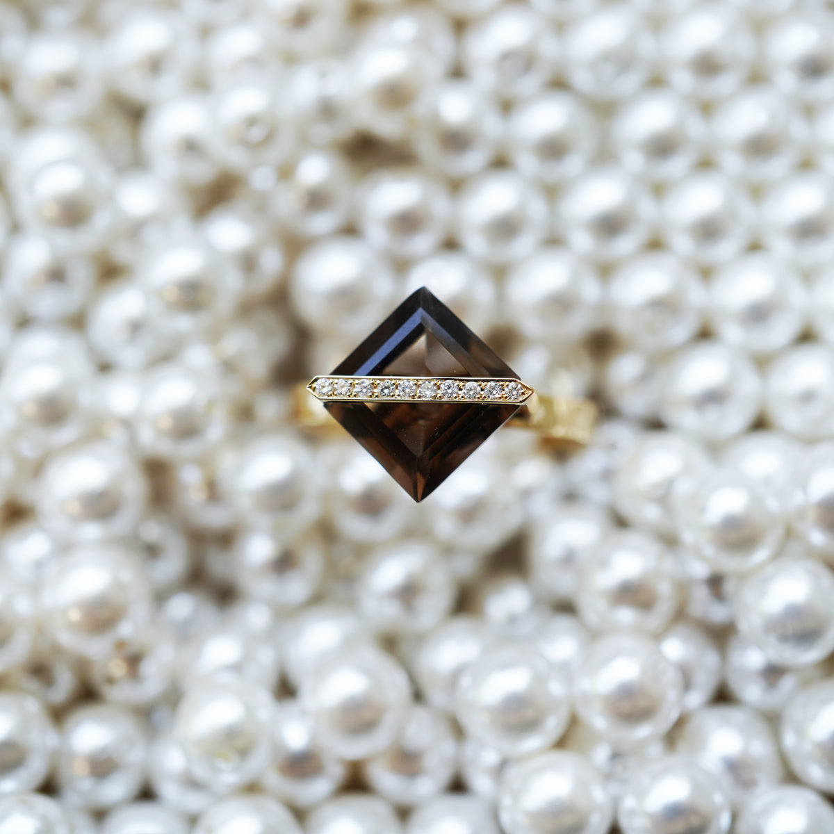 BAND RING SMOKY QUARTZ＋DIAMOND#4254