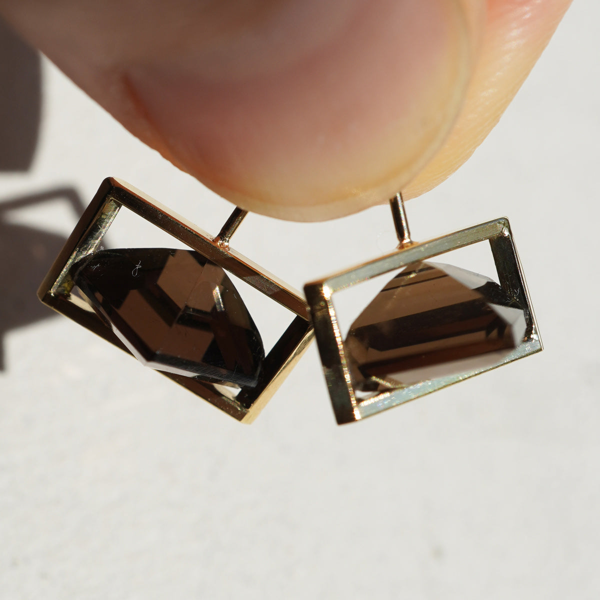 BAND EARRINGS SMOKY QUARTZ ＋DIAMOND #4264