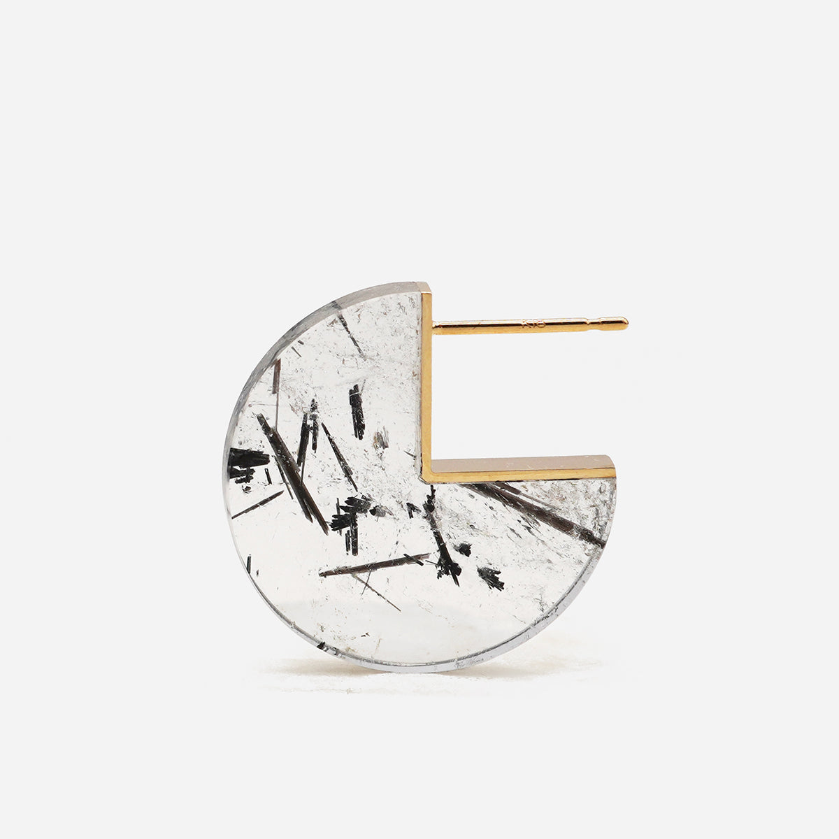 SLICE MINI EARRING SINGLE TOURMALINATED QUARTZ #4324