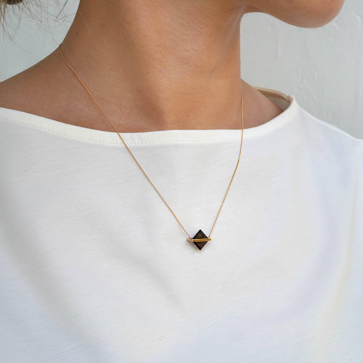 BAND NECKLACE SMOKY QUARTZ #4262