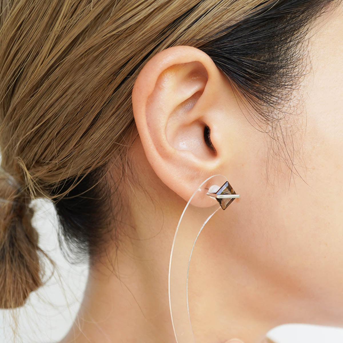 BAND EARRINGS SMOKY QUARTZ #4252