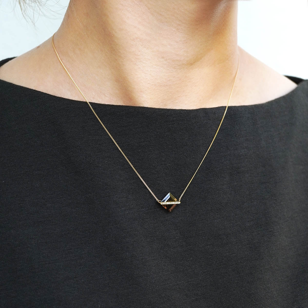 BAND NECKLACE SMOKY QUARTZ＋DIAMOND #4289