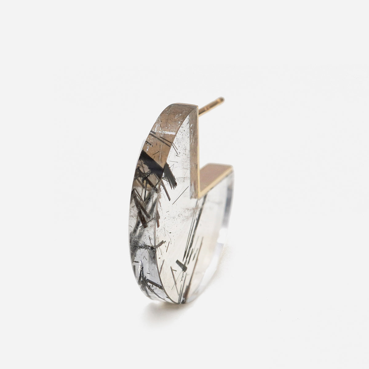 SLICE MINI EARRING SINGLE TOURMALINATED QUARTZ #4325