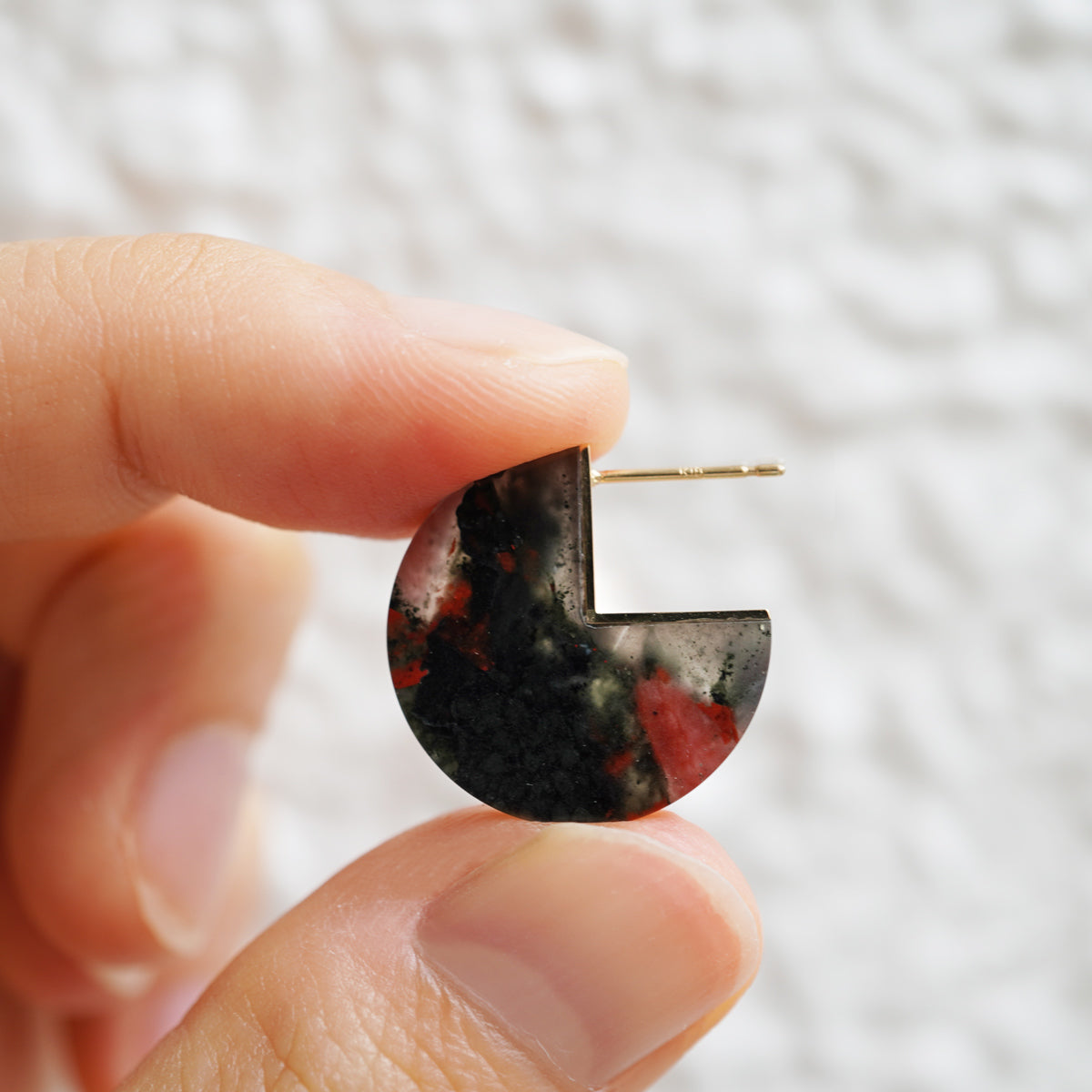 SLICE MINI EARRING SINGLE BLOODSTONE #4323
