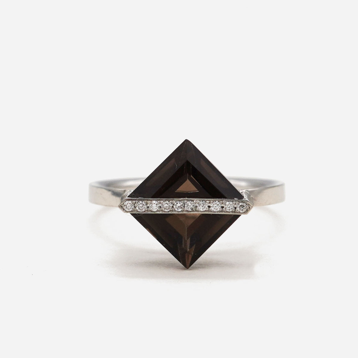 BAND RING SMOKYQUARTZ＋dia #4272