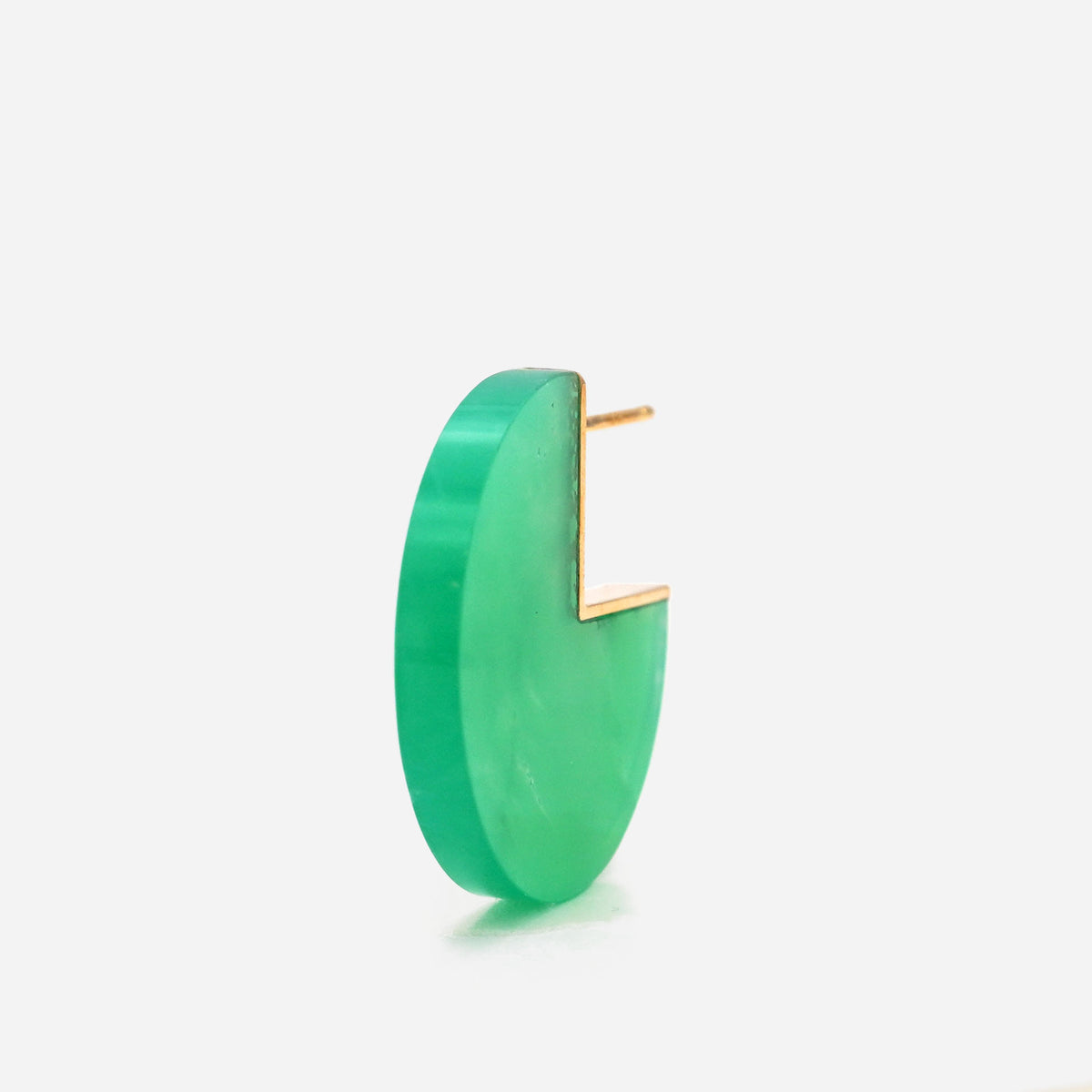 SLICE MINI EARRINGS SINGLE CHRYSOPRASE#4208