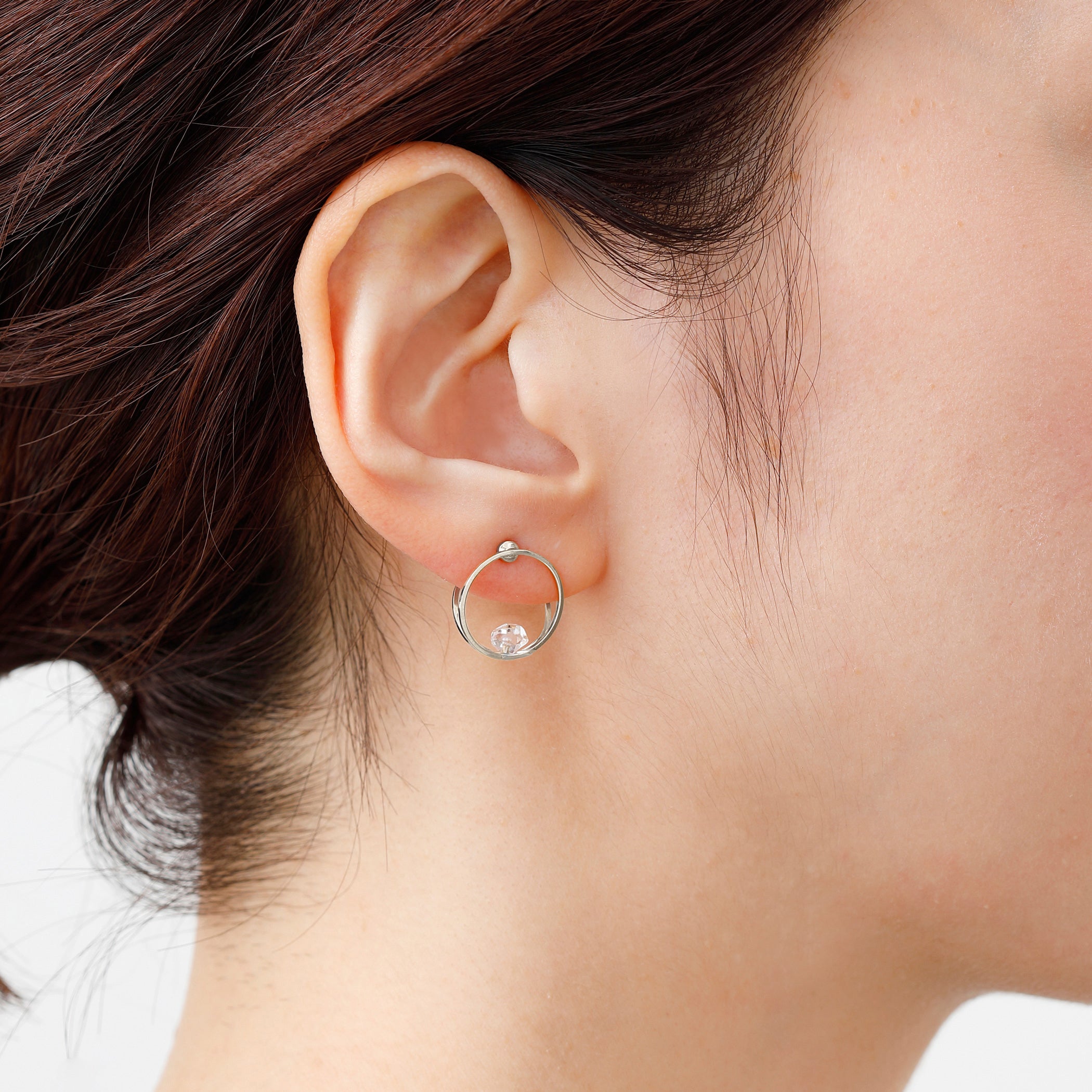 [ Limited! ]CLIP HERKIMER DIAMOND SILVER EARRING