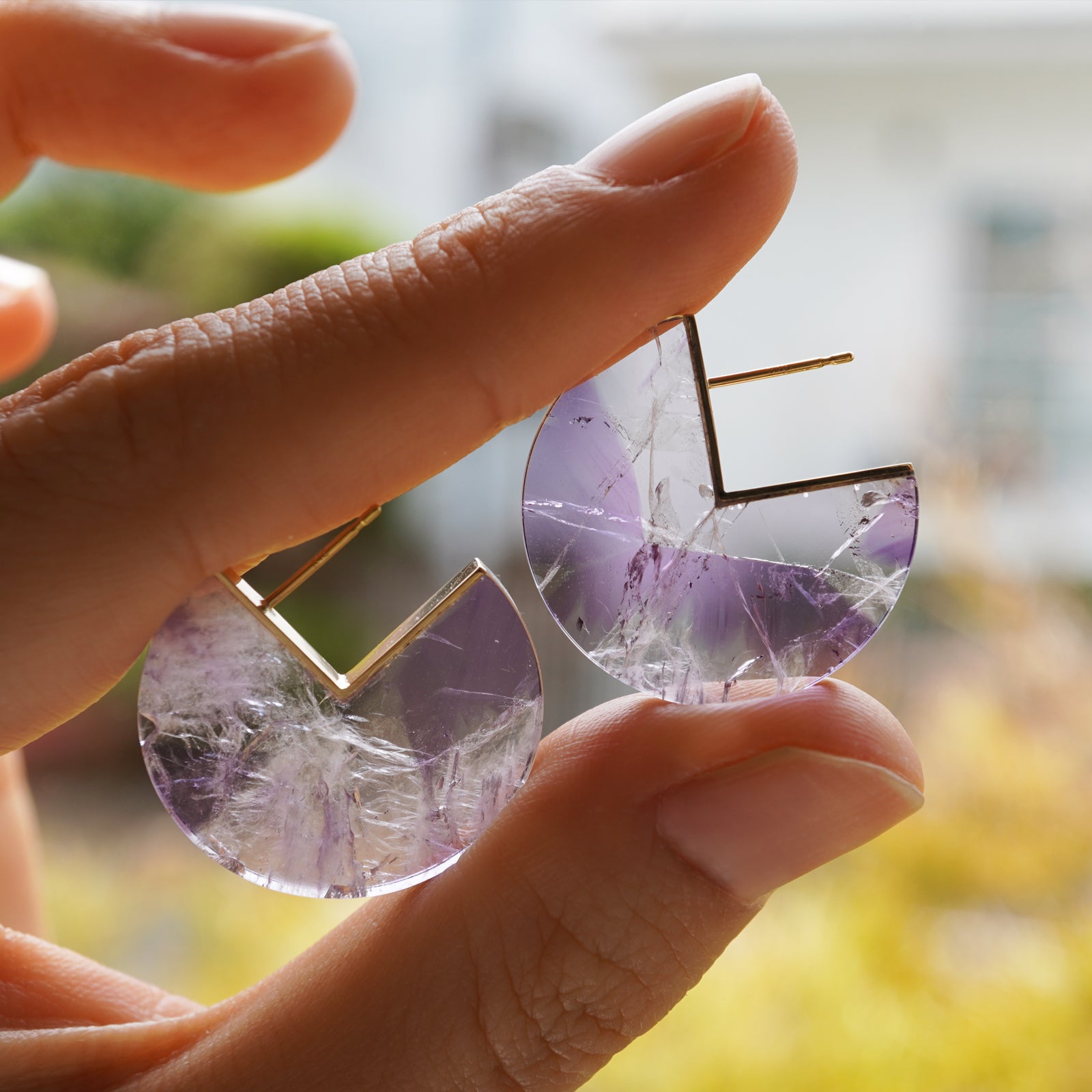 SLICE EARRINGS  AMETHYST #3374