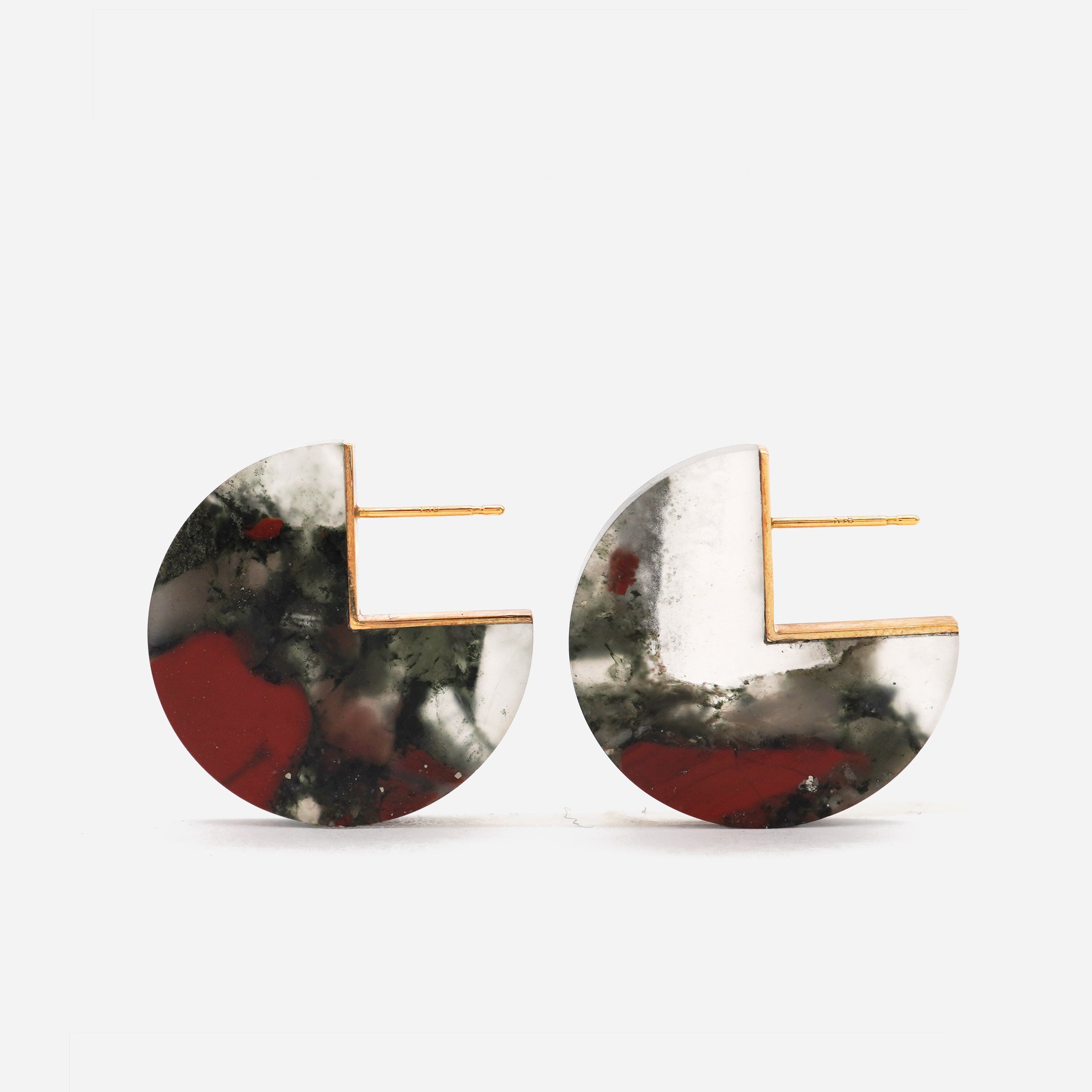 SLICE EARRING  BLOODSTONE #3371