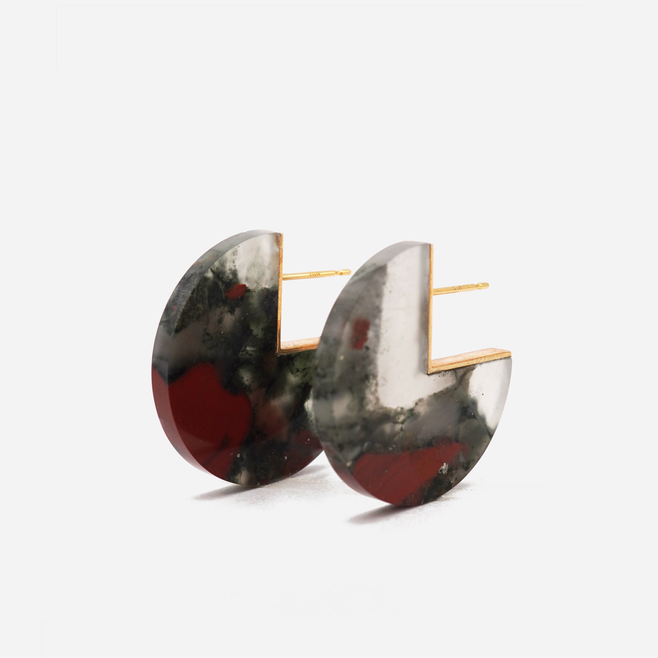 SLICE EARRING  BLOODSTONE #3371