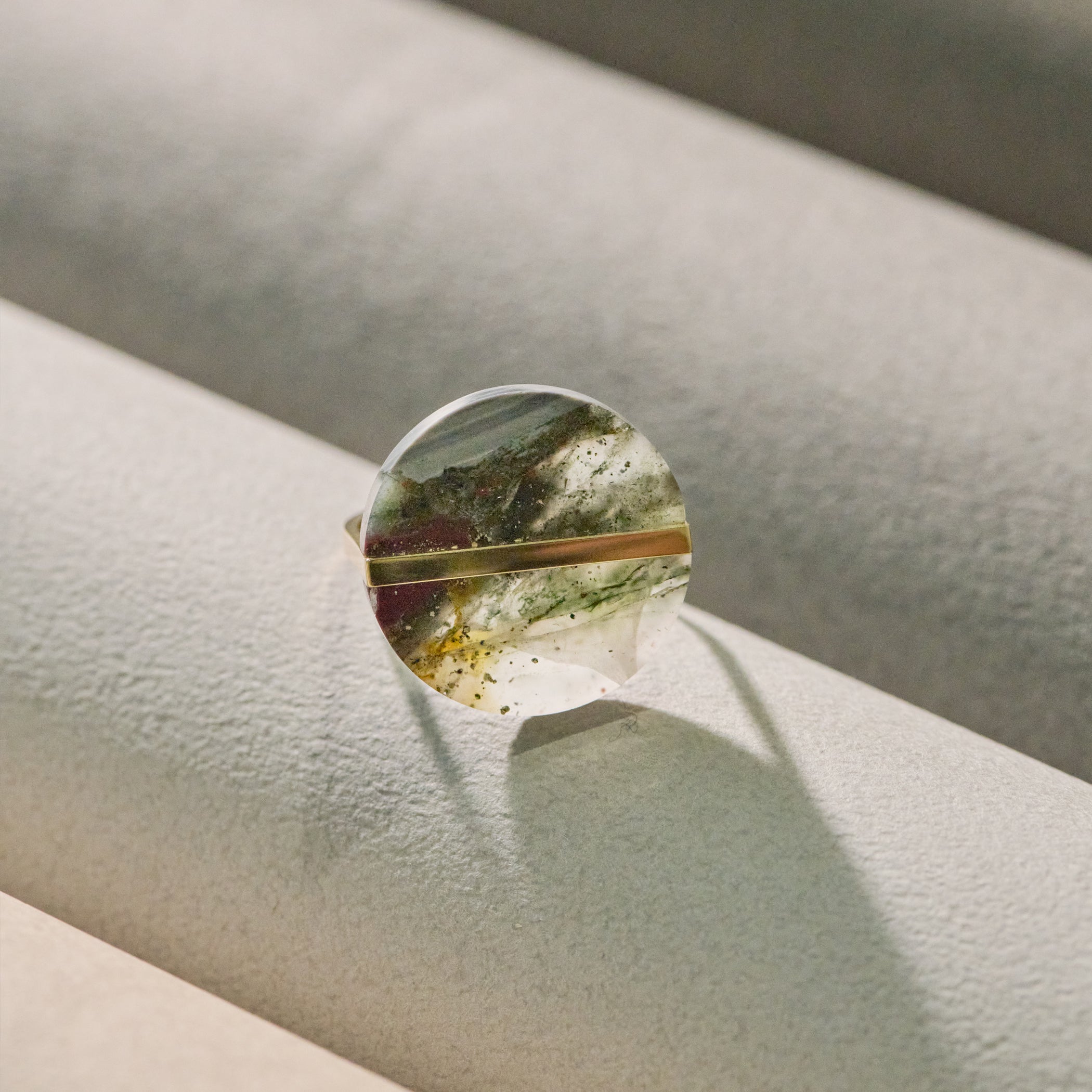 SLICE RING BLOOD STONE#3970