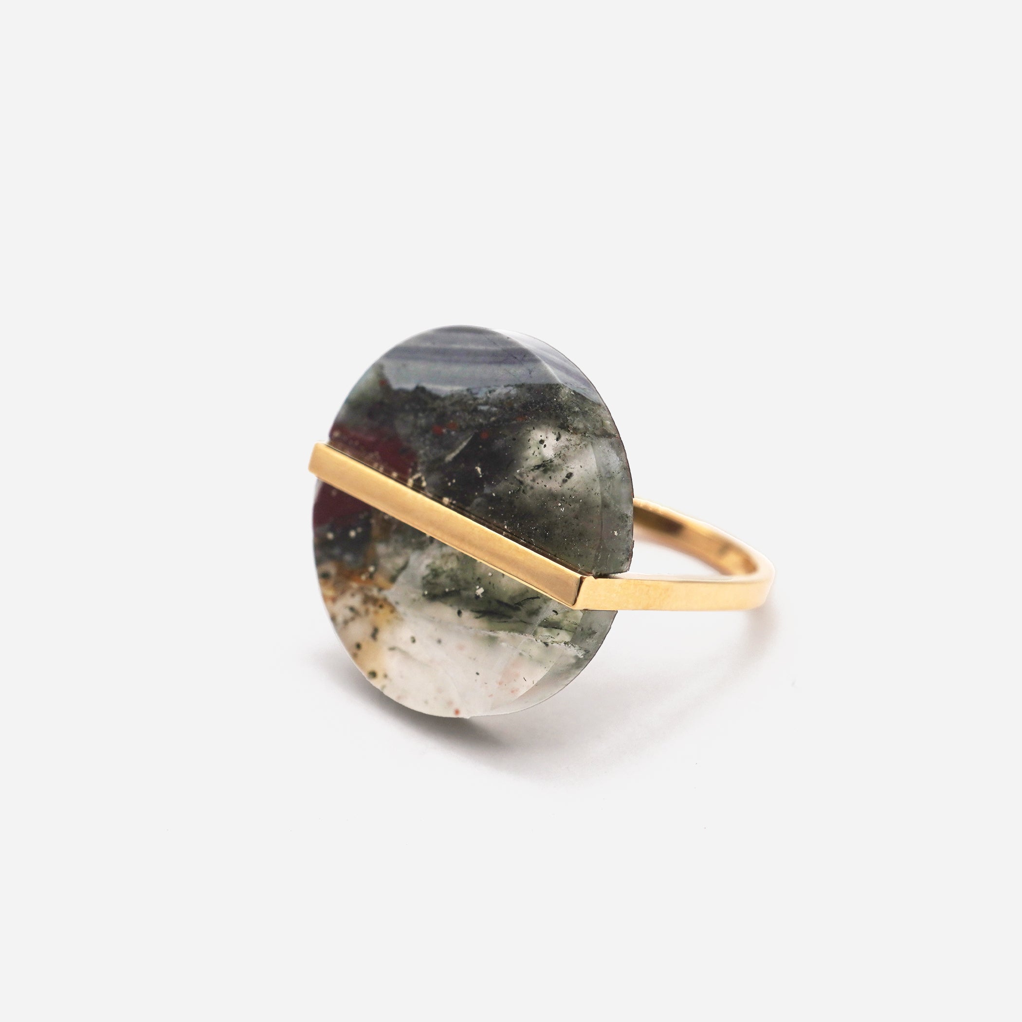 SLICE RING BLOOD STONE#3970