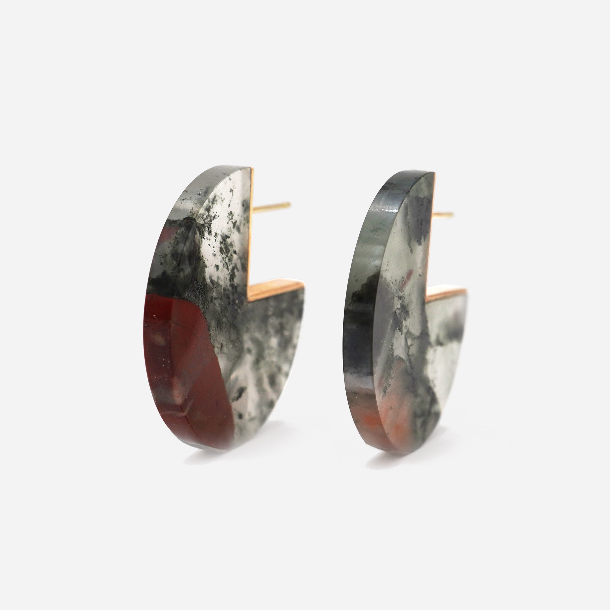 SLICE EARRINGS BLOODSTONE #3370