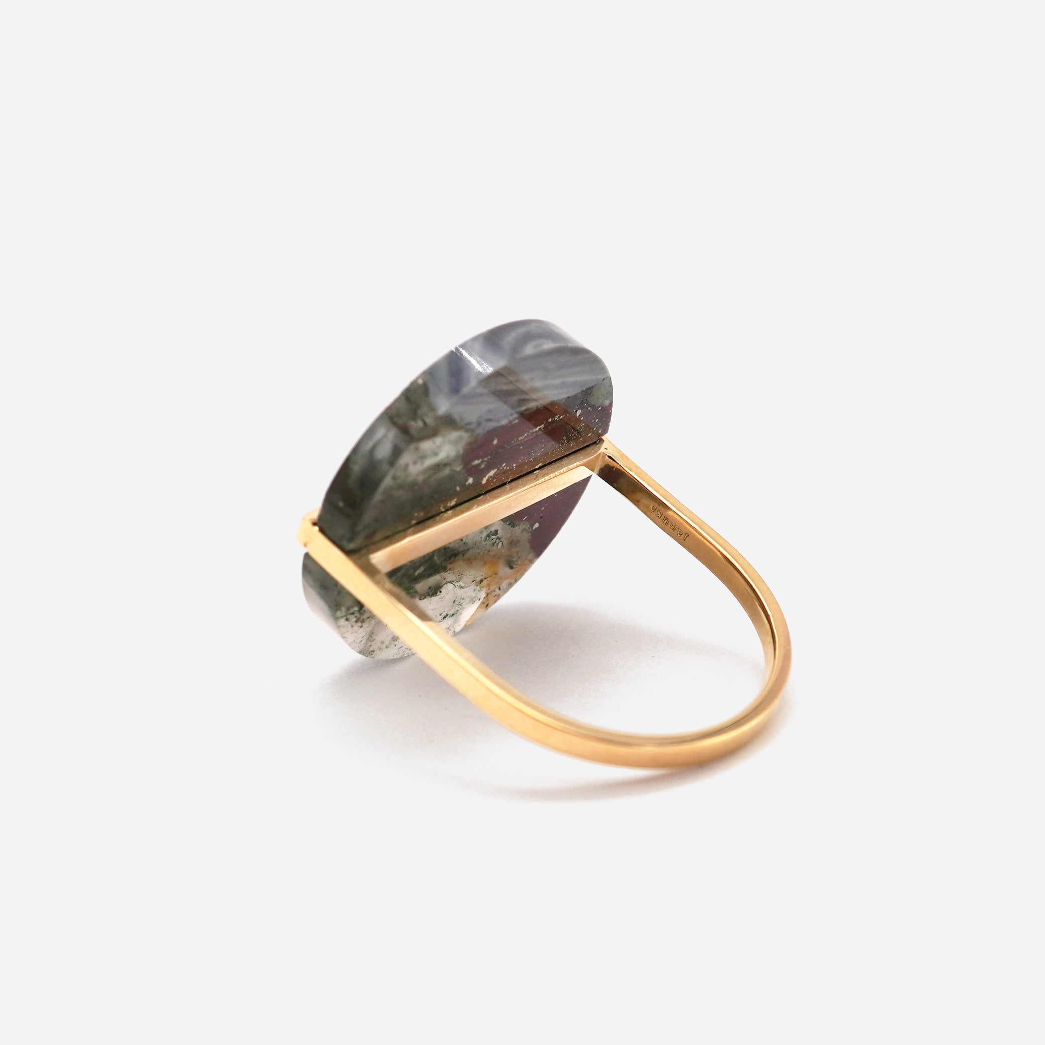 SLICE RING BLOOD STONE#3970