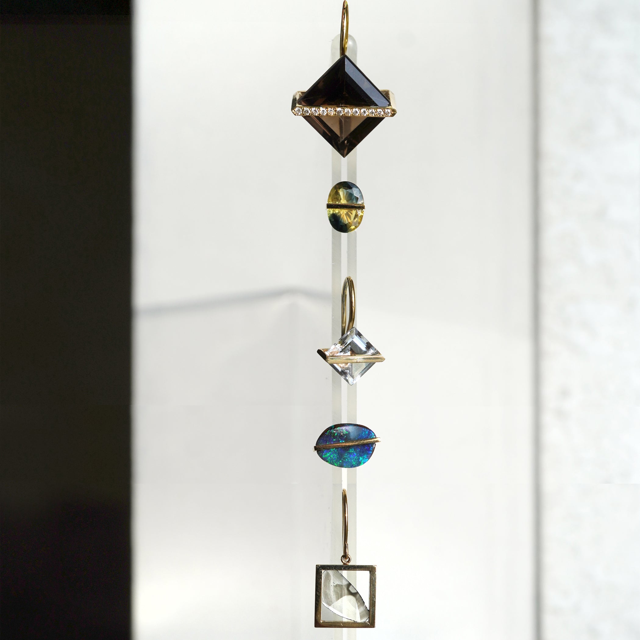 BAND EARRINGS SMOKY QUARTZ ＋DIAMOND #3841