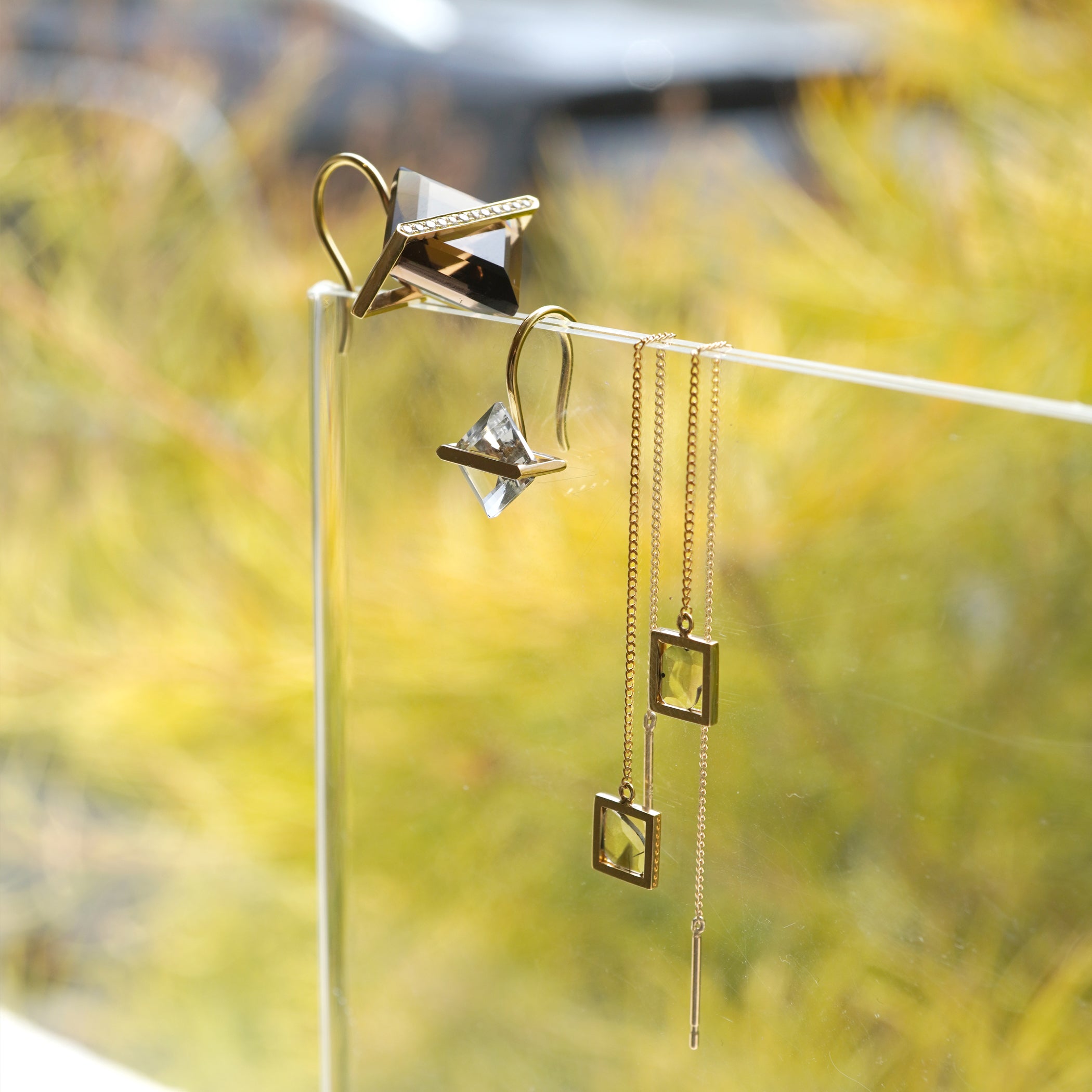 BAND EARRINGS SMOKY QUARTZ ＋DIAMOND #3841