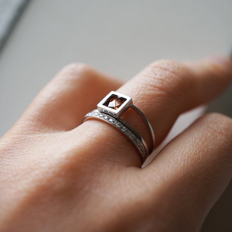 BAND BESIDE HALF ETERNITY PLATINUM RING