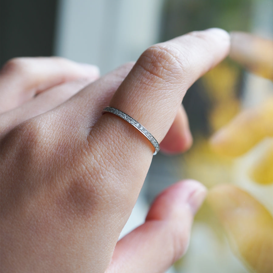 BAND BESIDE HALF ETERNITY PLATINUM RING