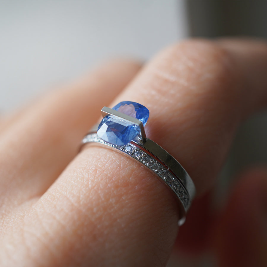 BAND BESIDE HALF ETERNITY PLATINUM RING