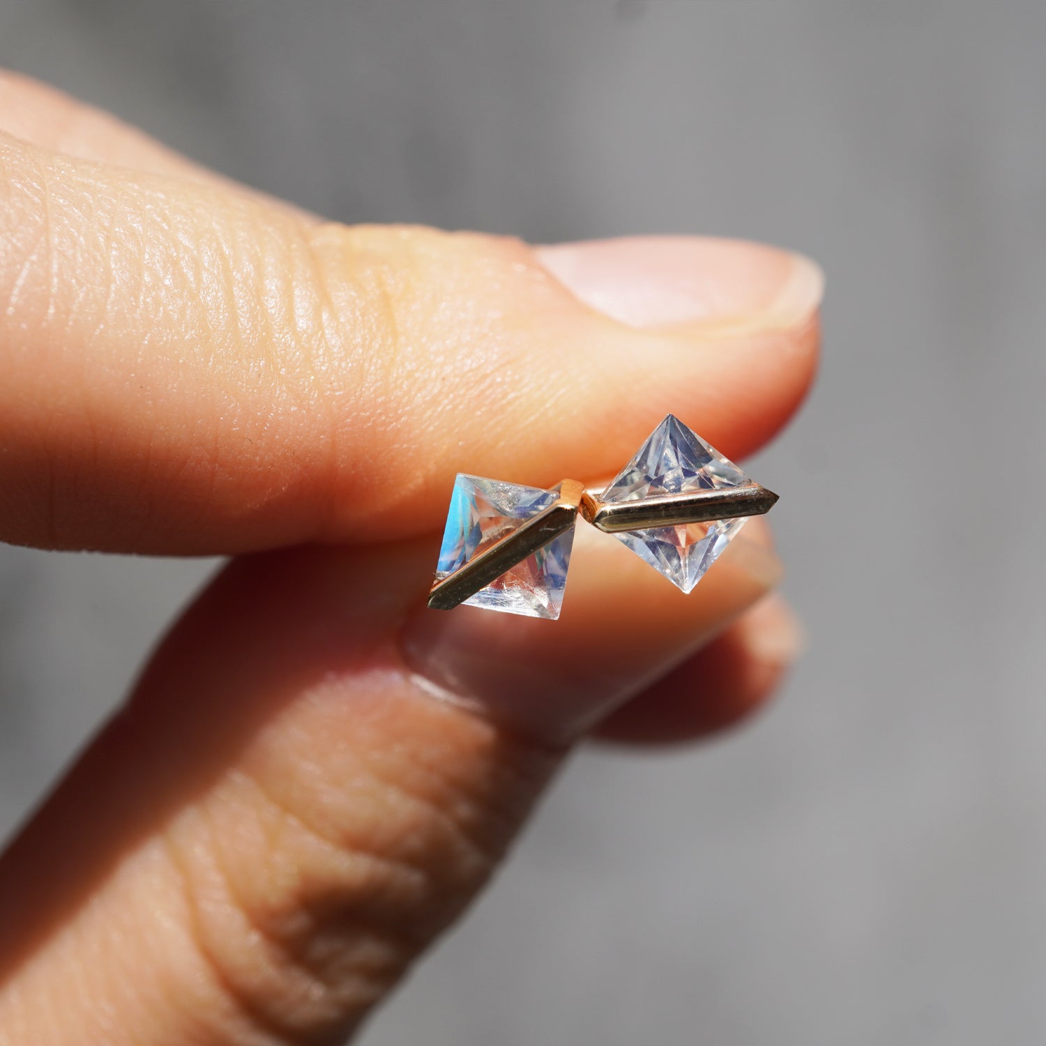 BAND EARRINGS RAINBOW MOONSTONE #4188