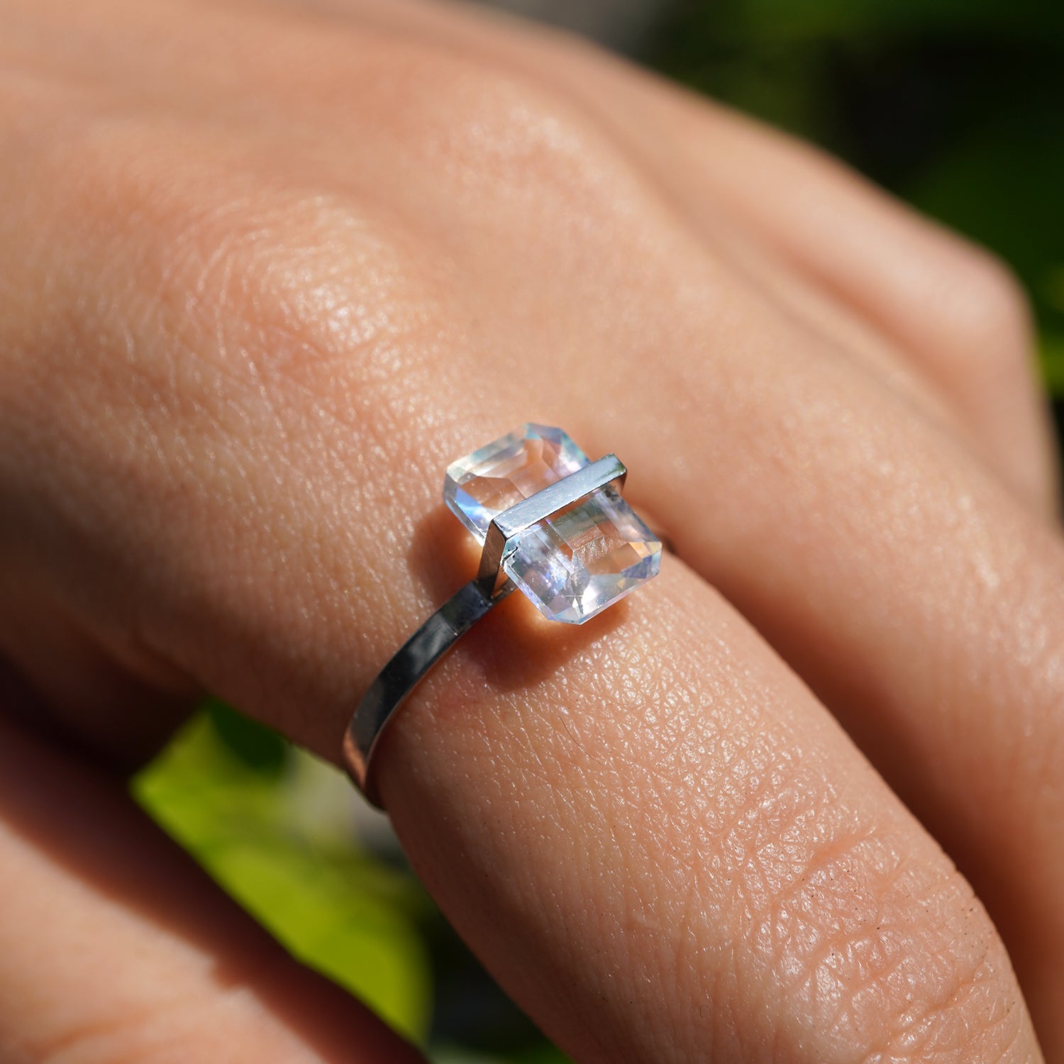 BAND RING RAINBOW MOONSTONE#4104