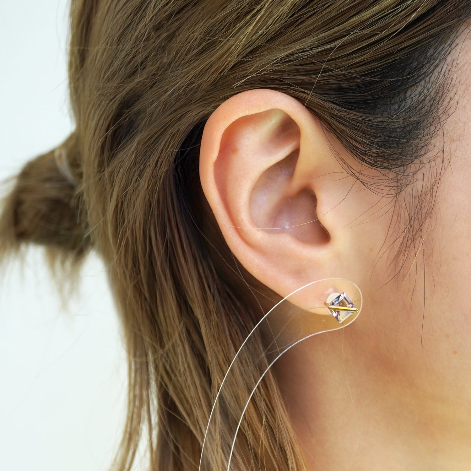 BAND EARRINGS RAINBOW MOONSTONE #4188