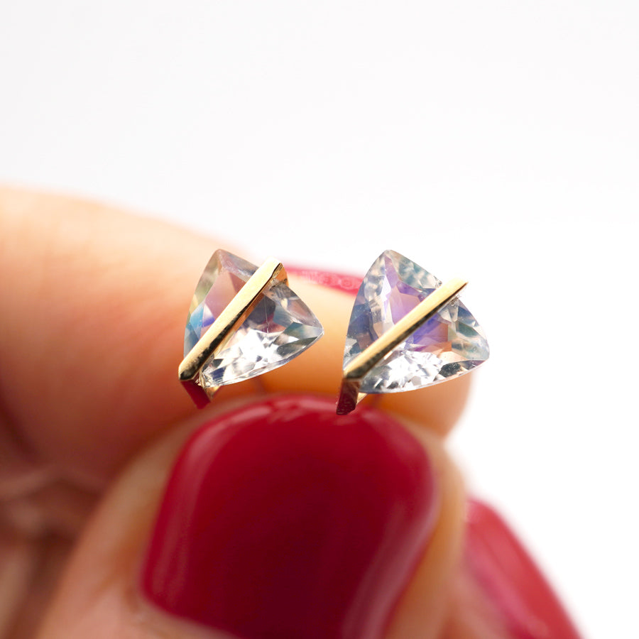 BAND EARRINGS RAINBOW MOONSTONE #3951
